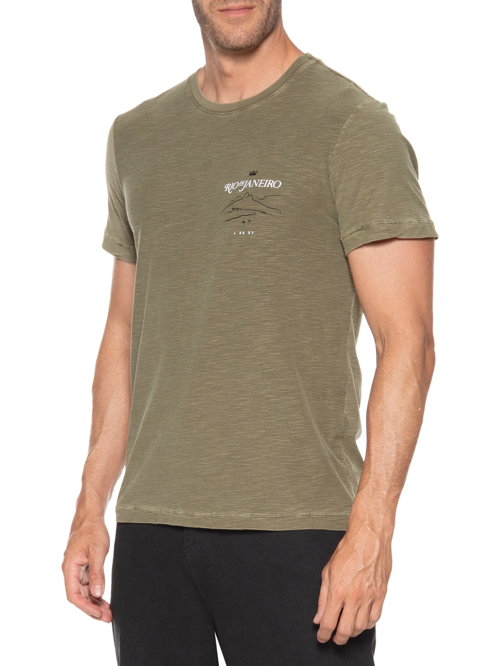 Camiseta Masculina Manga Curta Rouch Rio Verde Osklen