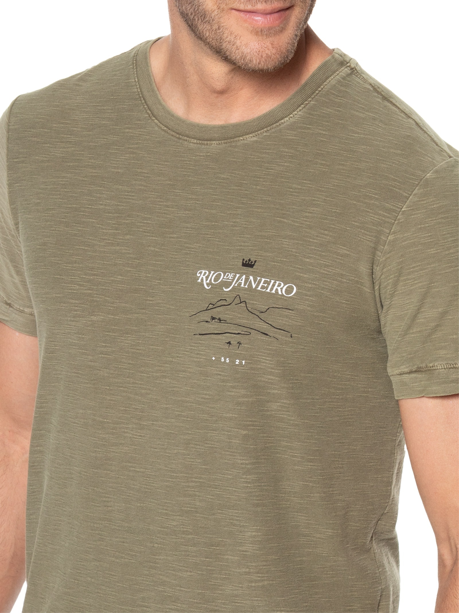 Camiseta Masculina Manga Curta Rouch Rio Verde Osklen