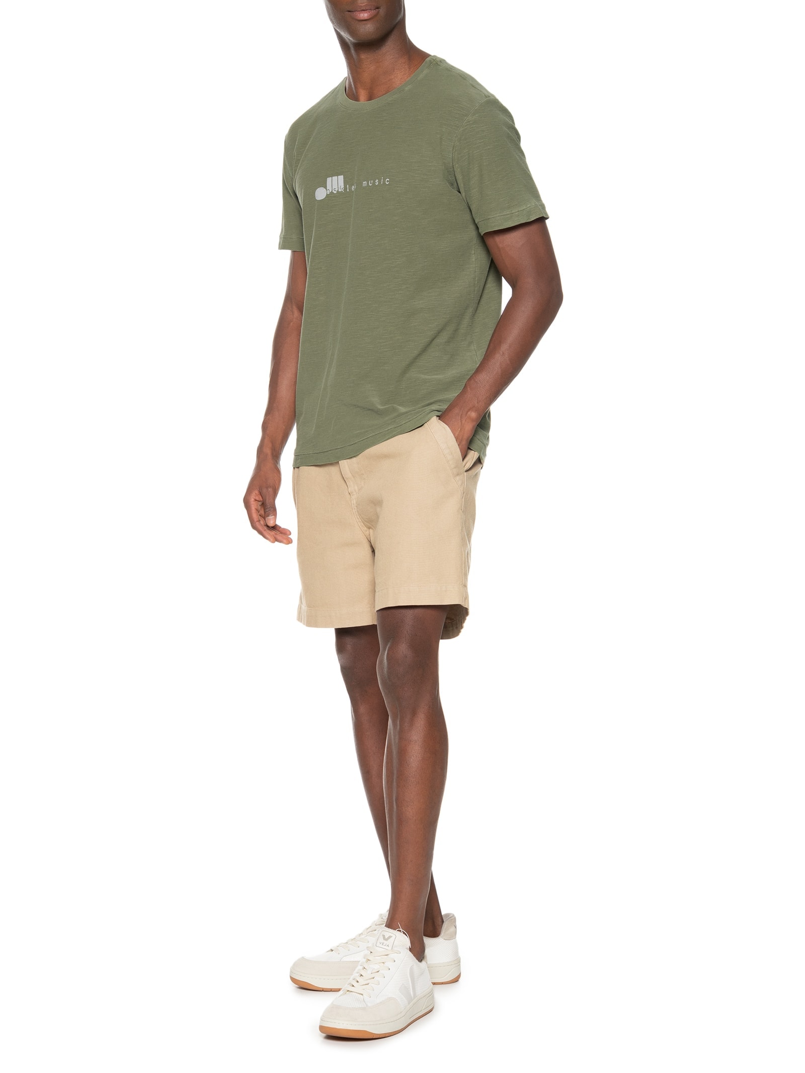 Camiseta Masculina Manga Curta Rough Music Verde Osklen