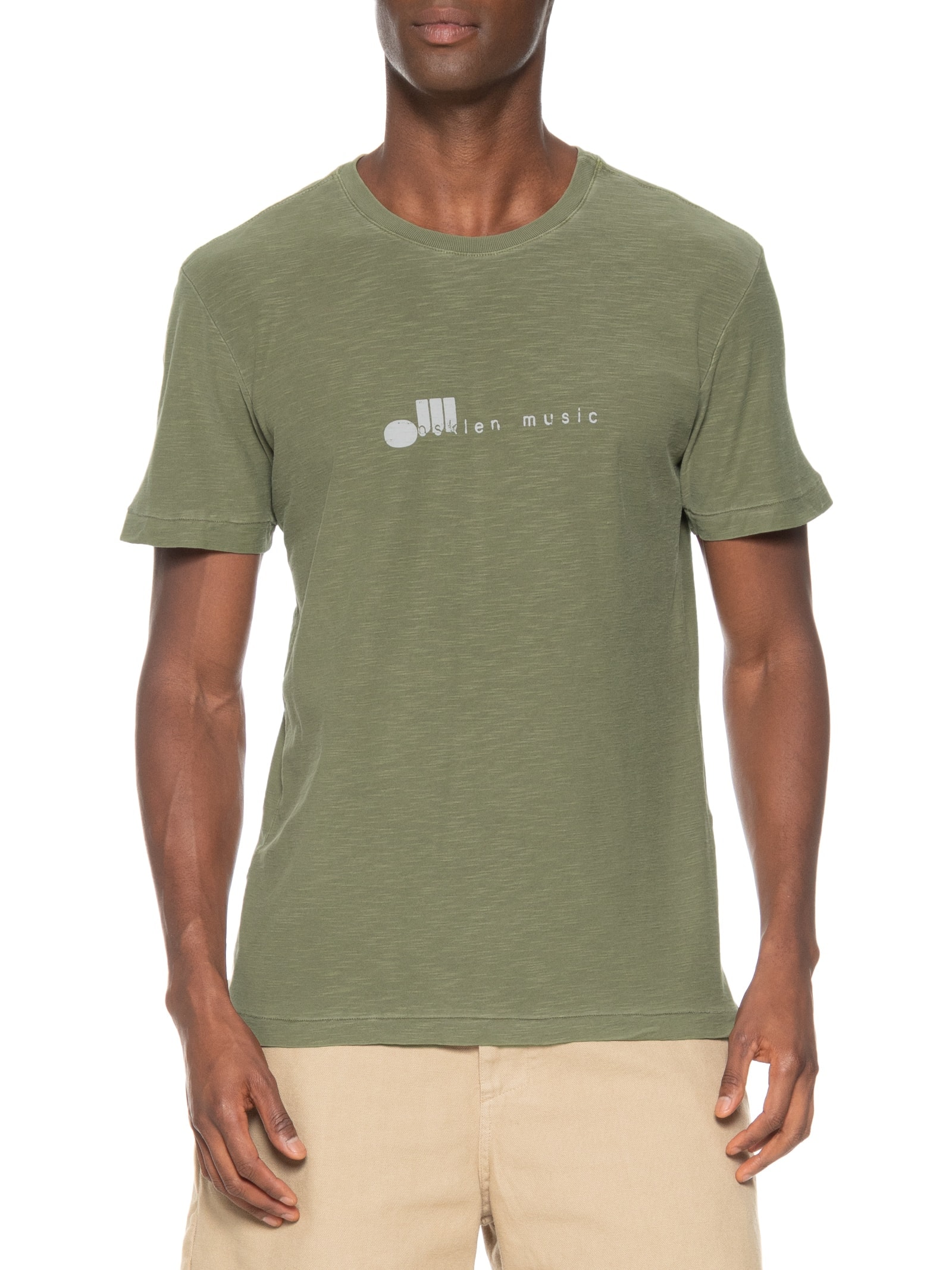 Camiseta Masculina Manga Curta Rough Music Verde Osklen