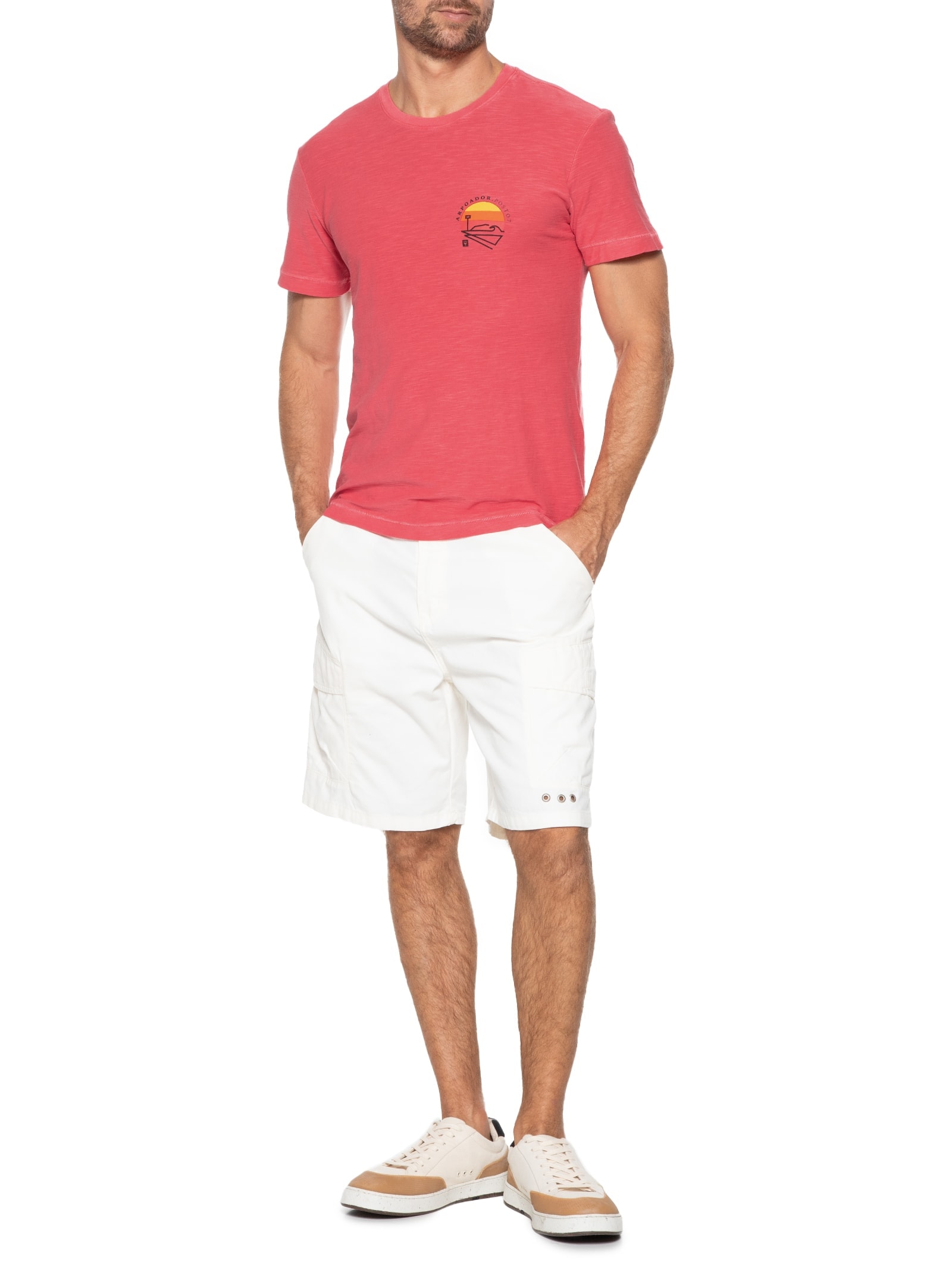 Camiseta Masculina Manga Curta Rough Posto 7 Vermelho Osklen