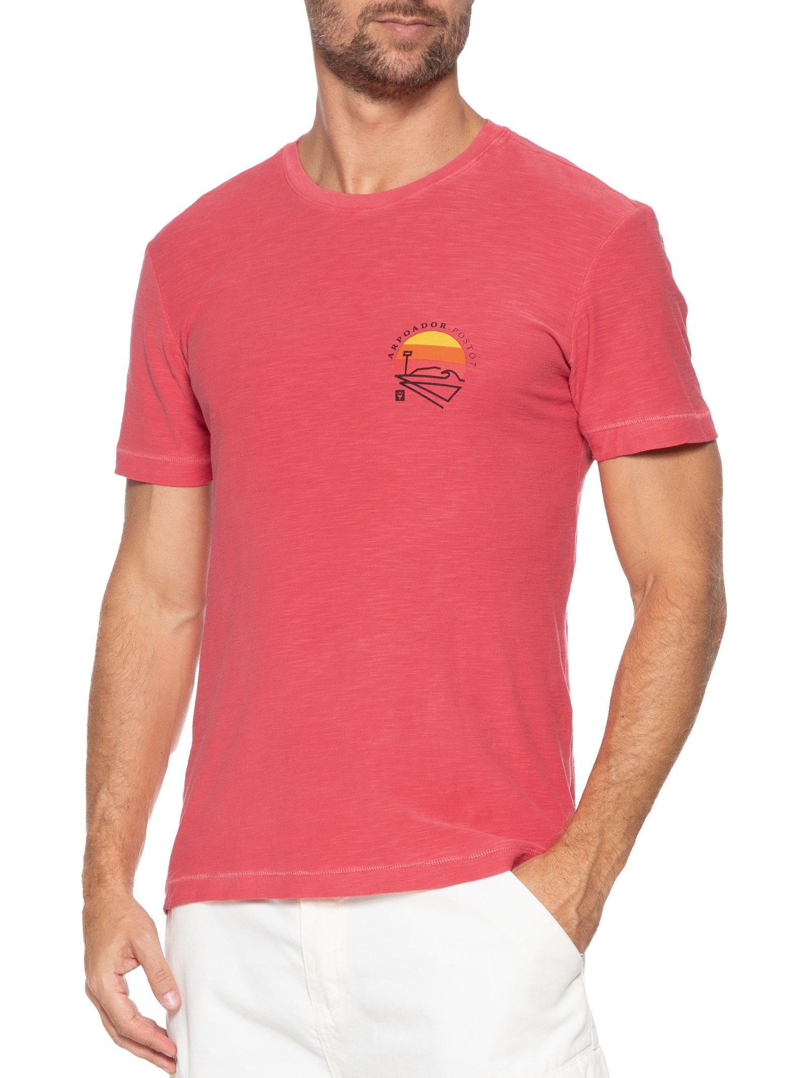 Camiseta Masculina Manga Curta Rough Posto 7 Vermelho Osklen