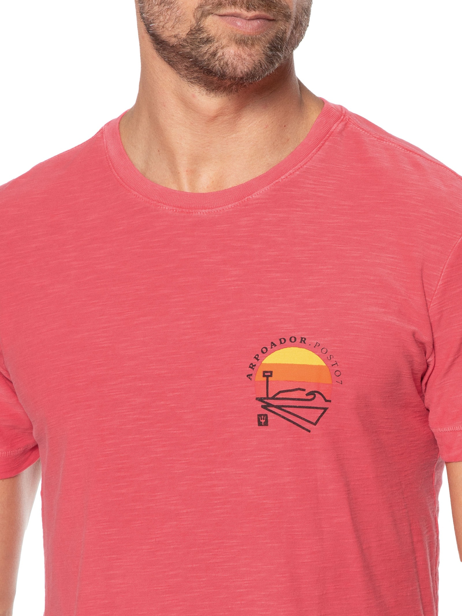 Camiseta Masculina Manga Curta Rough Posto 7 Vermelho Osklen