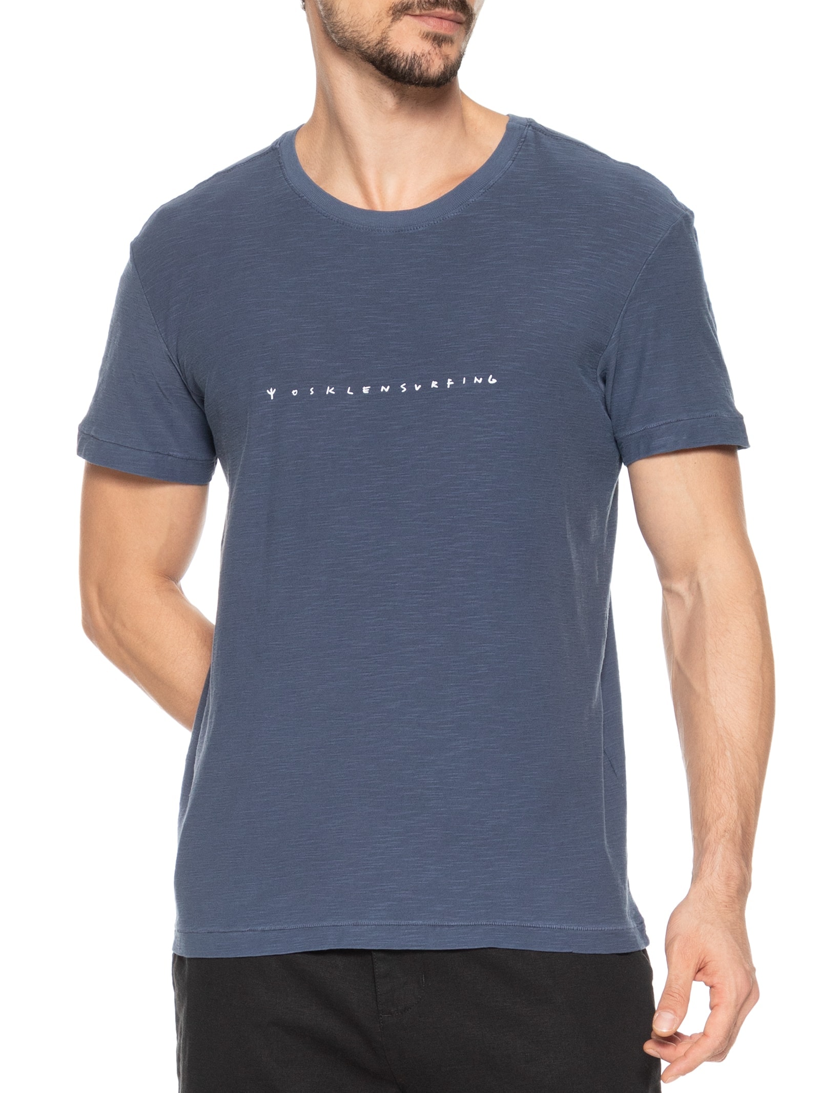 Camiseta Masculina Manga Curta Rought Trident Azul Osklen