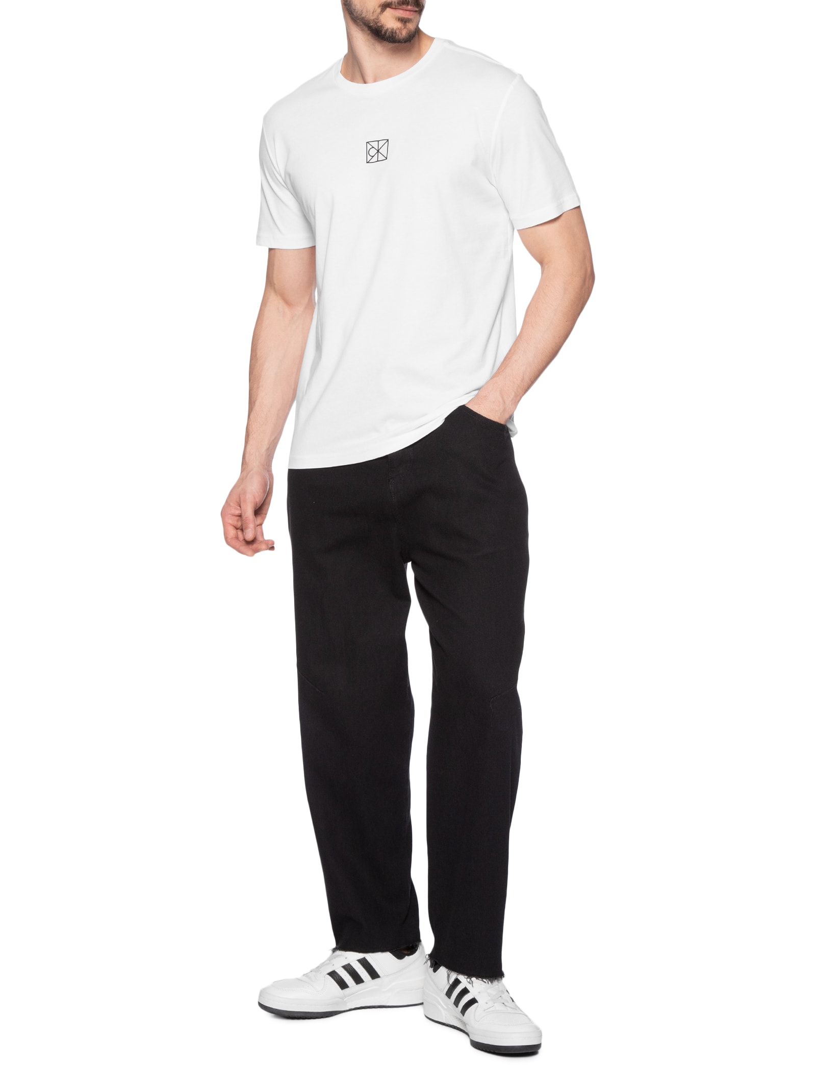 Camiseta Masculina Manga Curta Rubber Patch Branco Calvin Klein - White Label