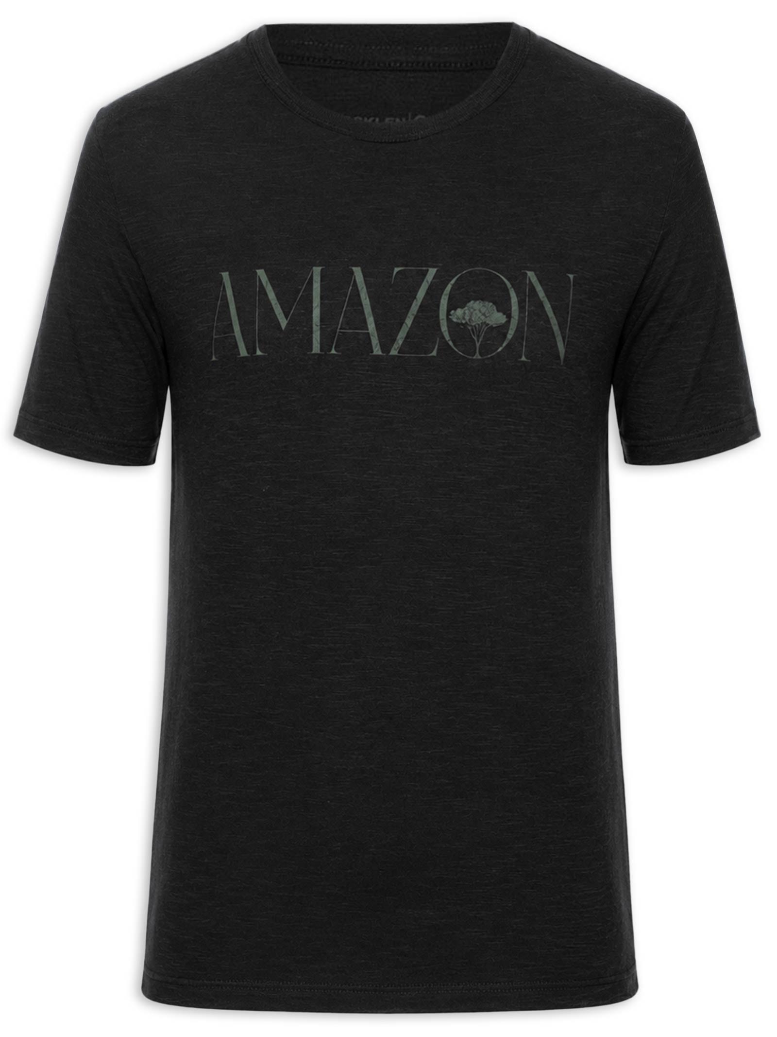 Camiseta Masculina Manga Curta Slim Organic Amazon Preto Osklen