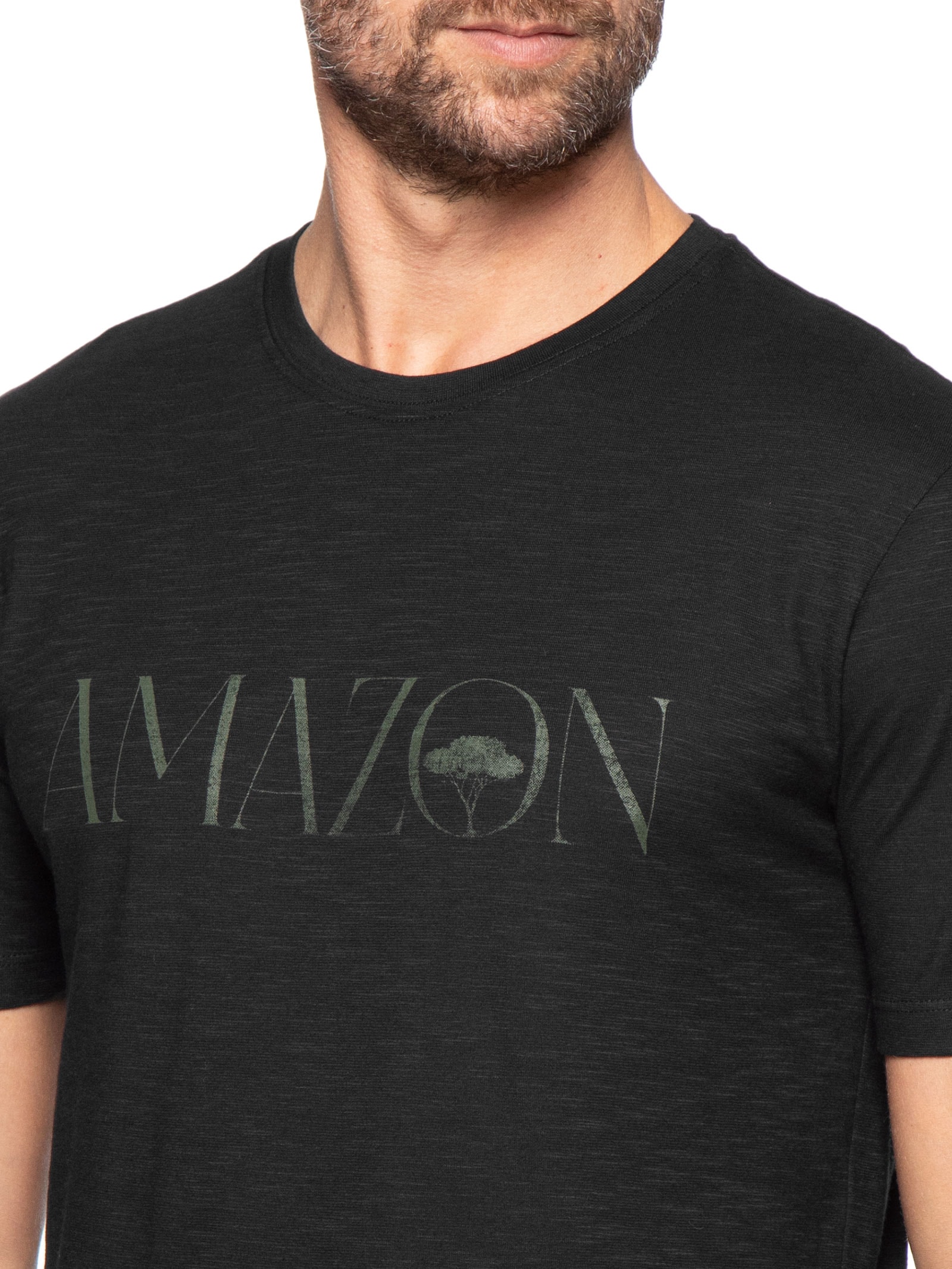 Camiseta Masculina Manga Curta Slim Organic Amazon Preto Osklen