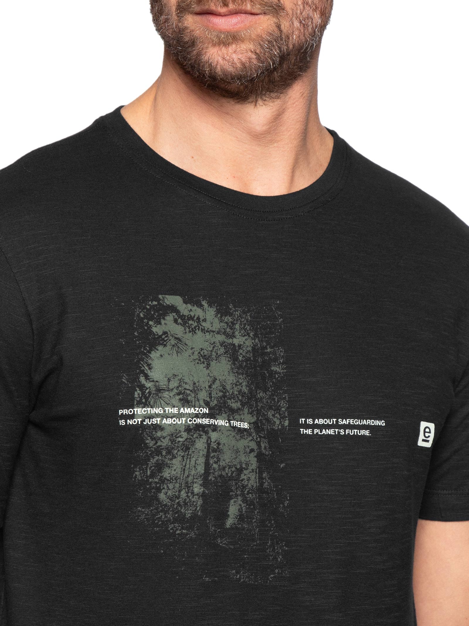 Camiseta Masculina Manga Curta Slim Organic Protect Amazon – Preto Osklen