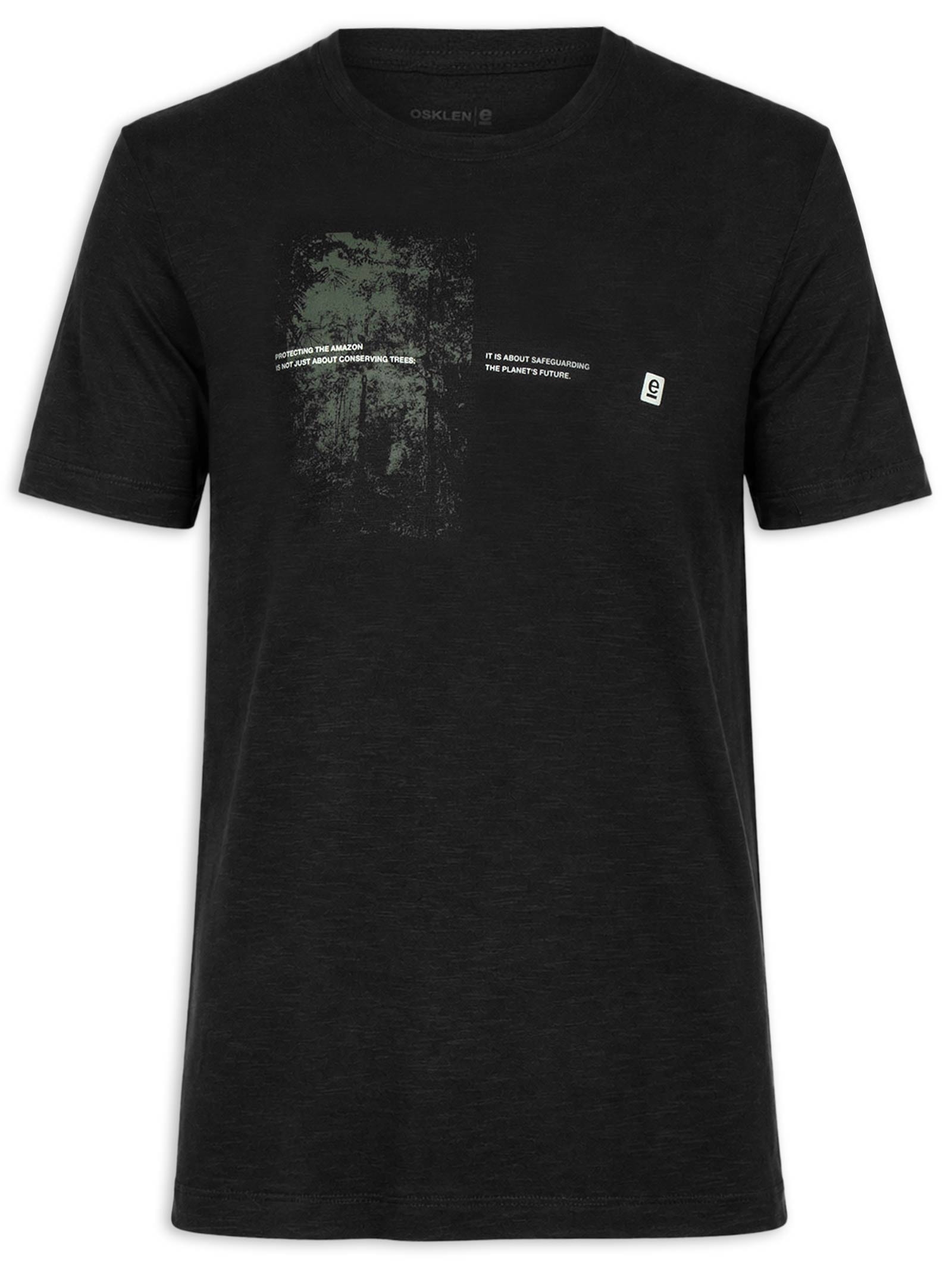Camiseta Masculina Manga Curta Slim Organic Protect Amazon – Preto Osklen