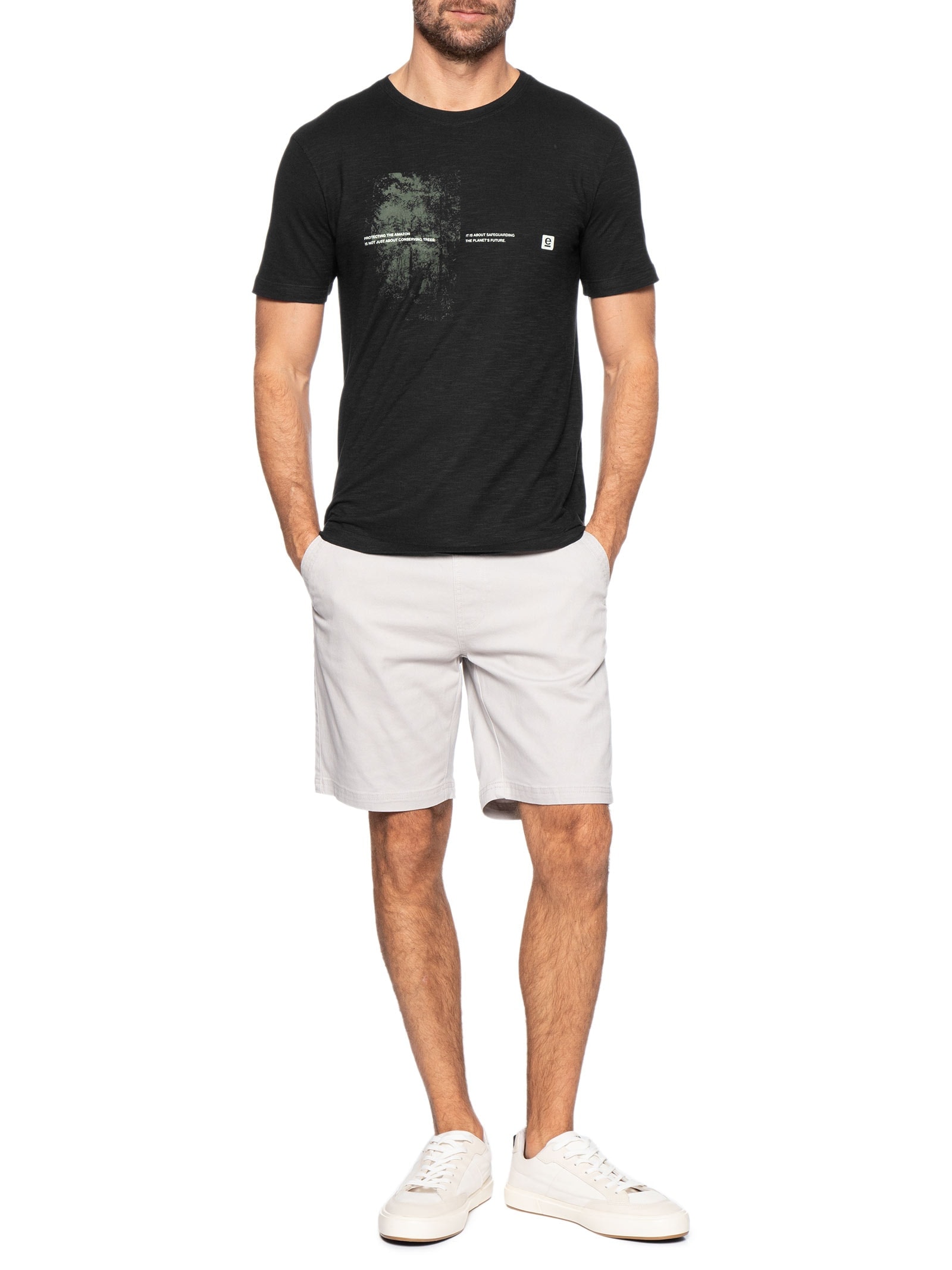 Camiseta Masculina Manga Curta Slim Organic Protect Amazon – Preto Osklen