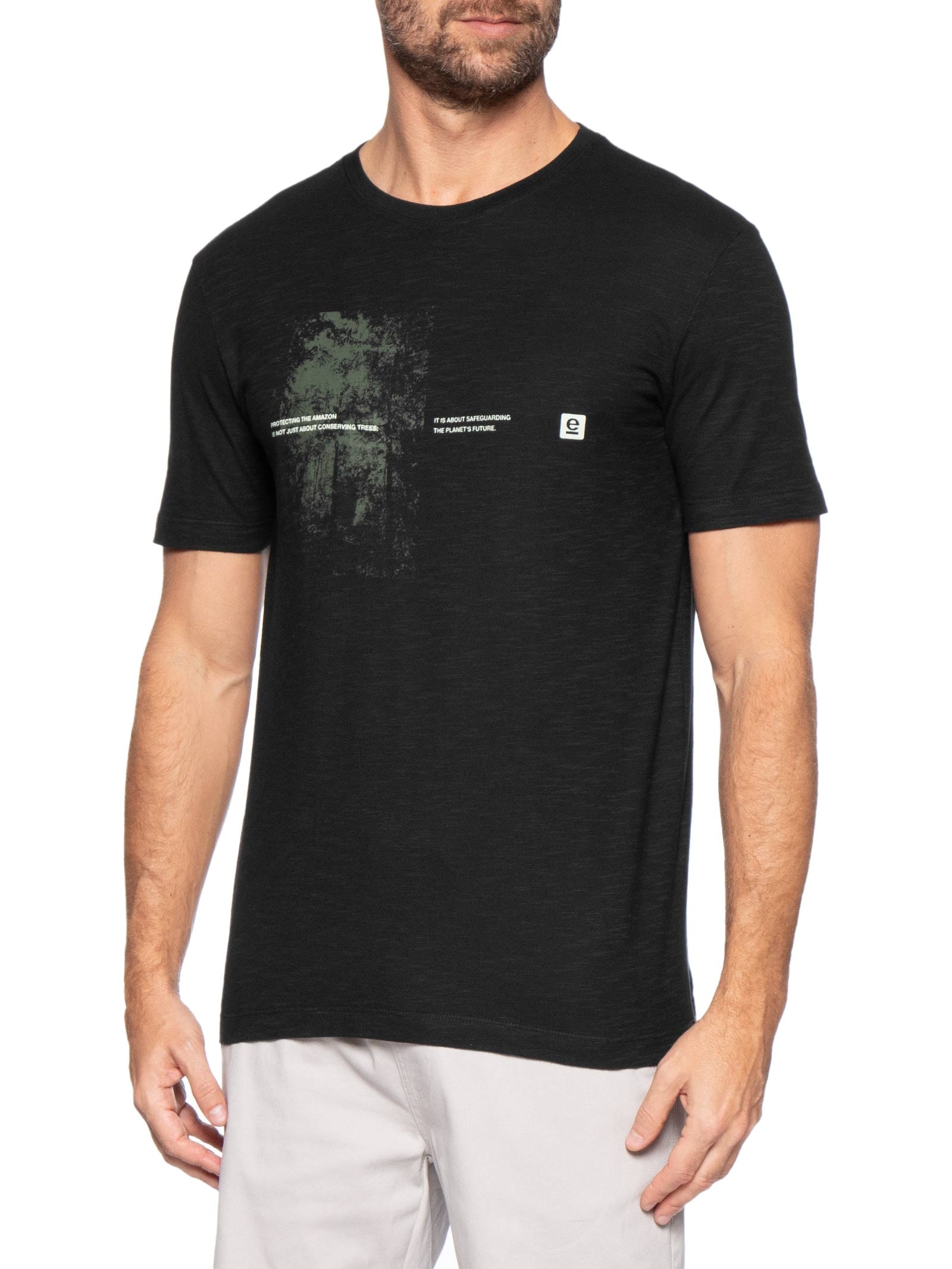 Camiseta Masculina Manga Curta Slim Organic Protect Amazon – Preto Osklen