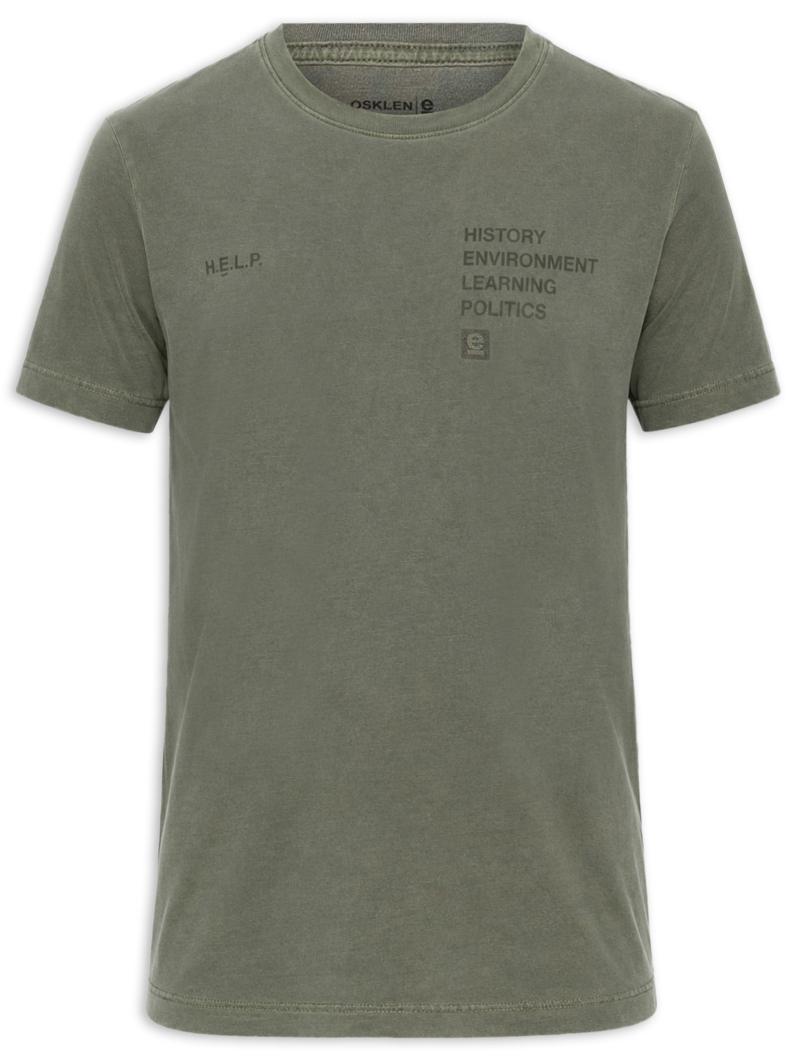 Camiseta Masculina Manga Curta Slim Stone Help – Verde Osklen