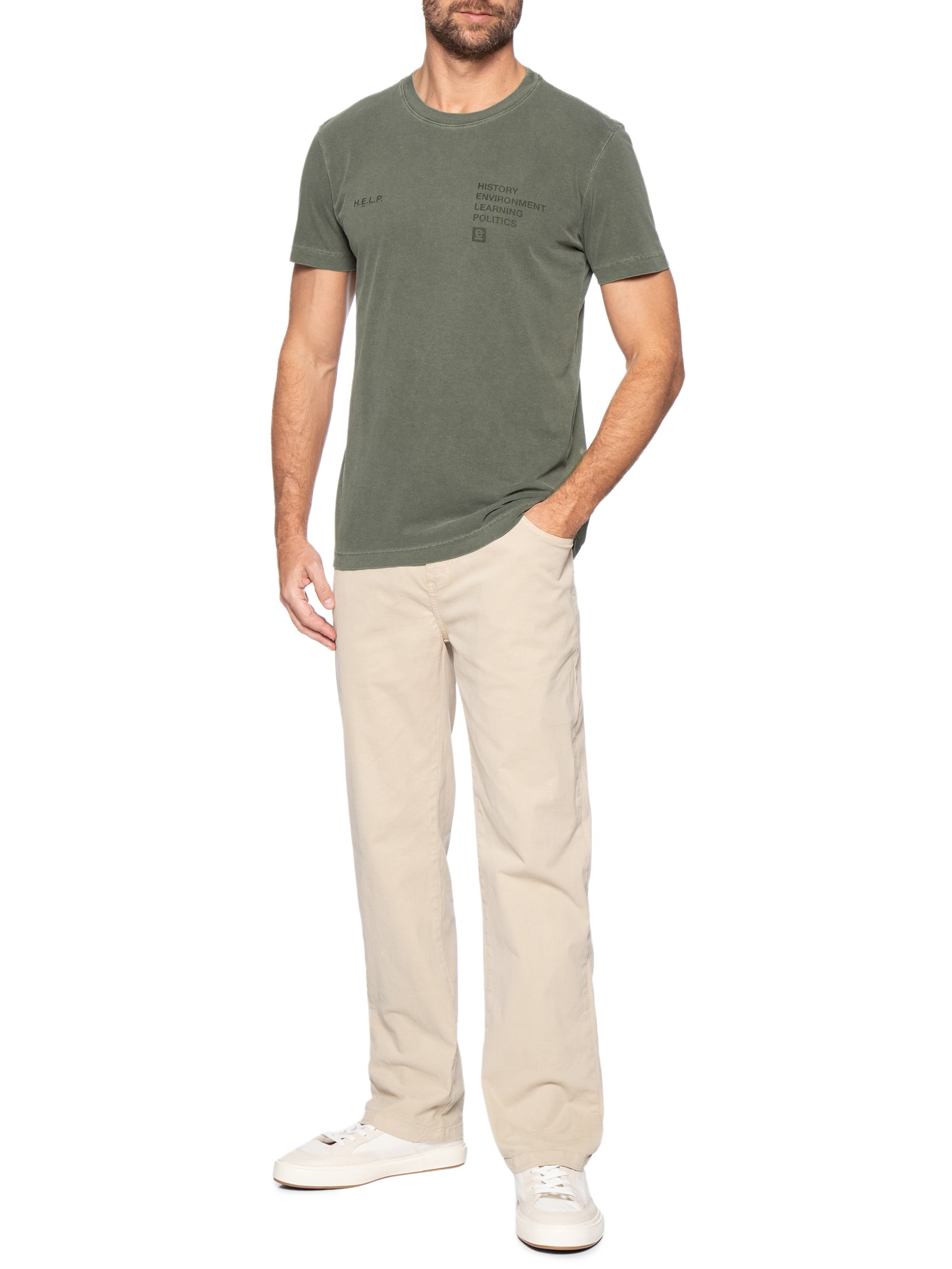 Camiseta Masculina Manga Curta Slim Stone Help – Verde Osklen