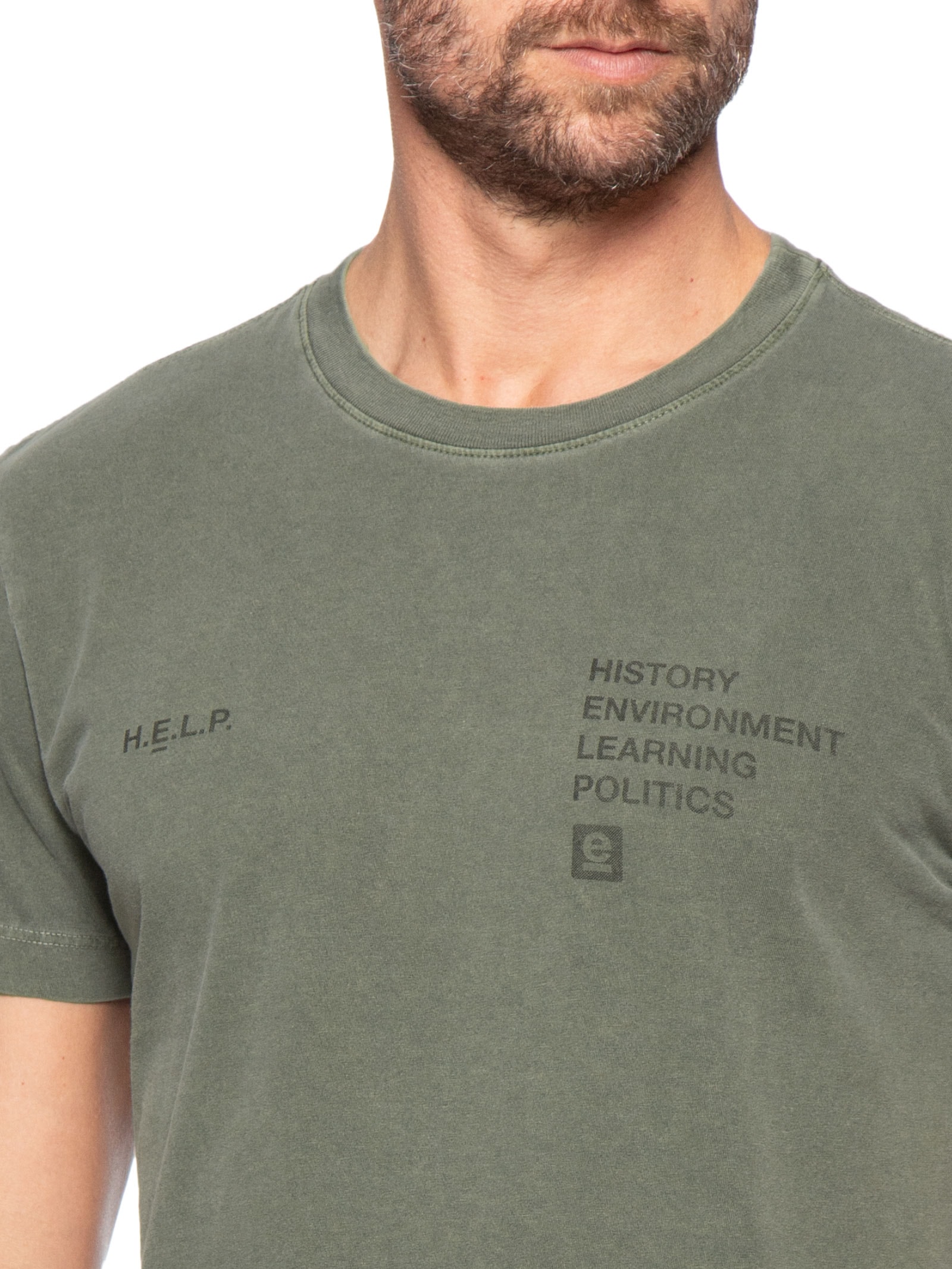 Camiseta Masculina Manga Curta Slim Stone Help – Verde Osklen