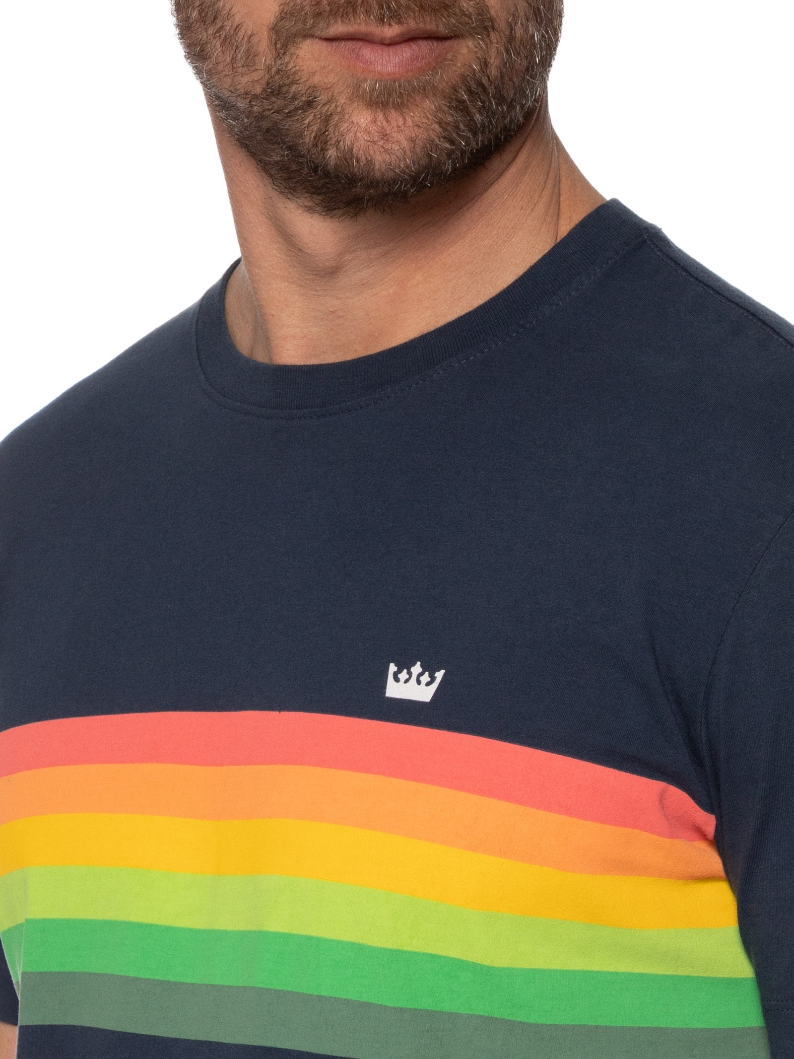 Camiseta Masculina Manga Curta Slim Vintage Gradiente Azul Osklen