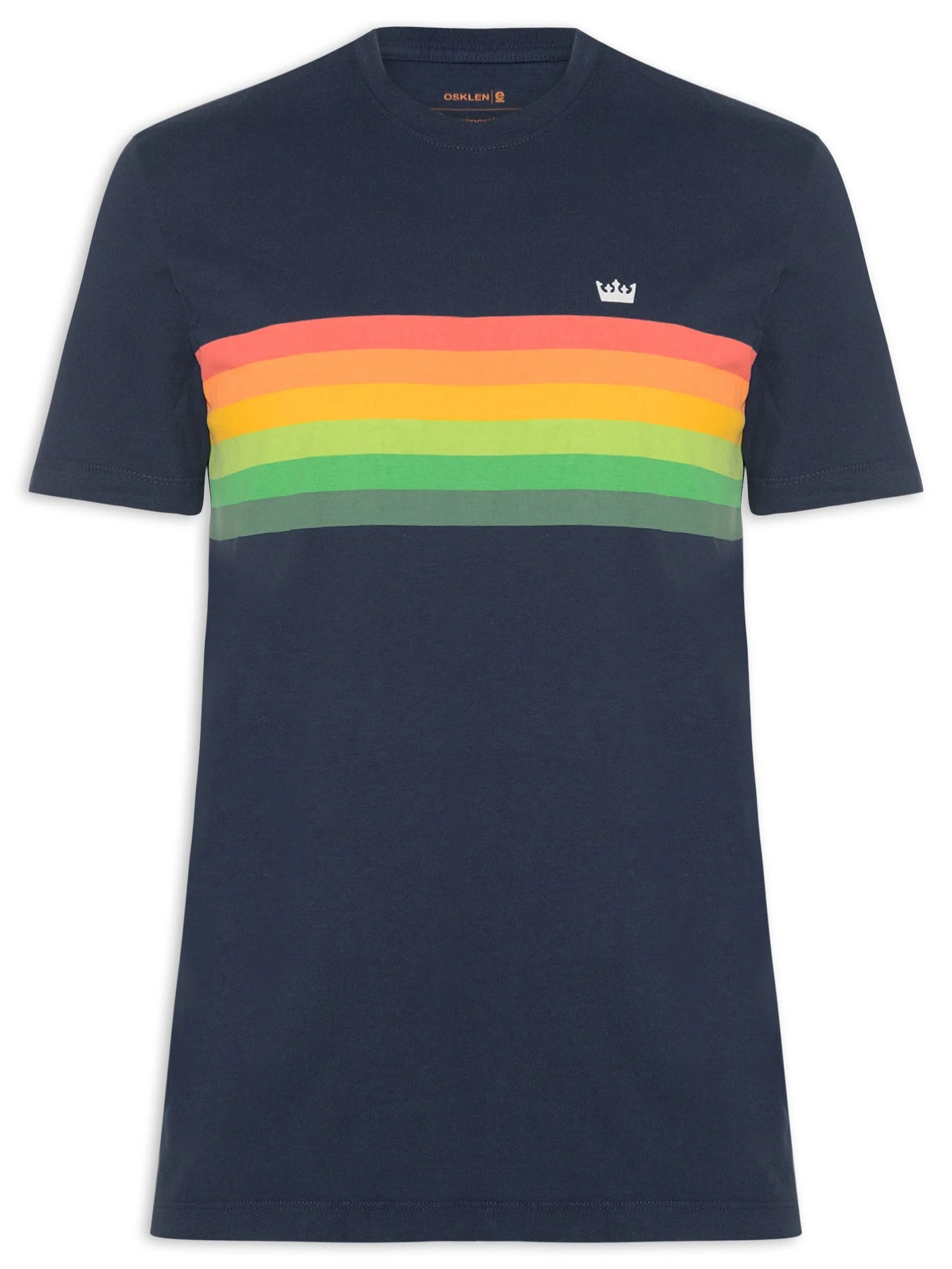 Camiseta Masculina Manga Curta Slim Vintage Gradiente Azul Osklen