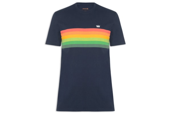 Camiseta Masculina Manga Curta Slim Vintage Gradiente - Azul