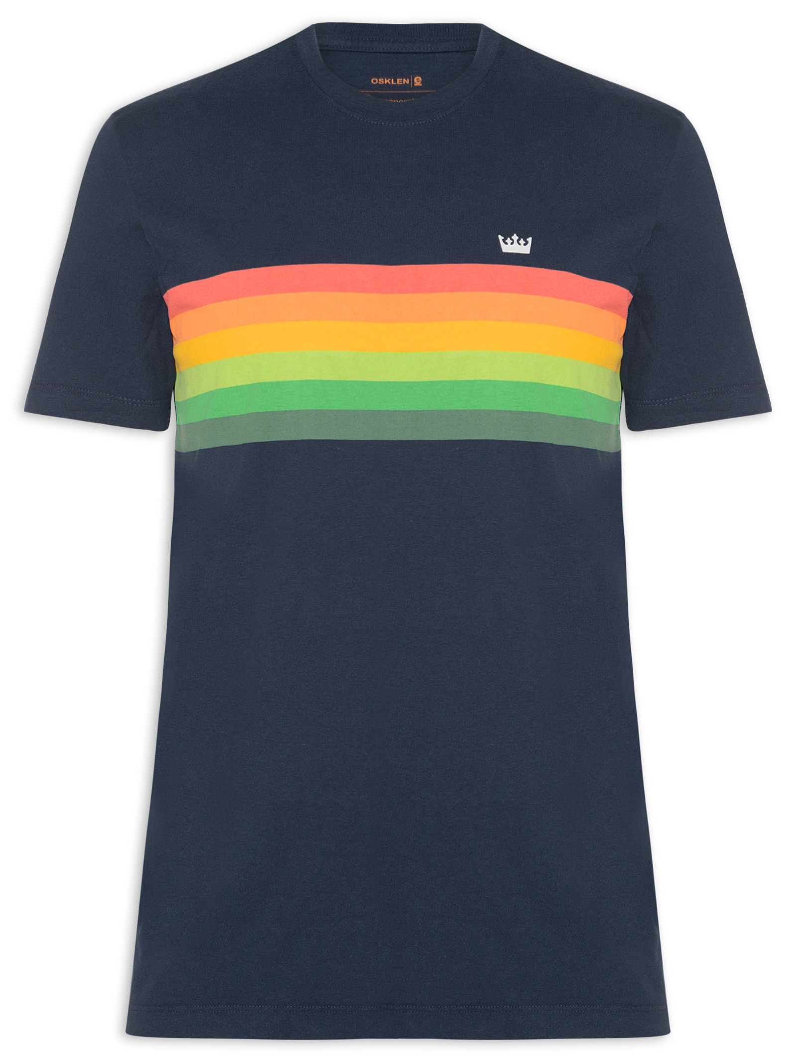 Camiseta Masculina Manga Curta Slim Vintage Gradiente Azul Osklen