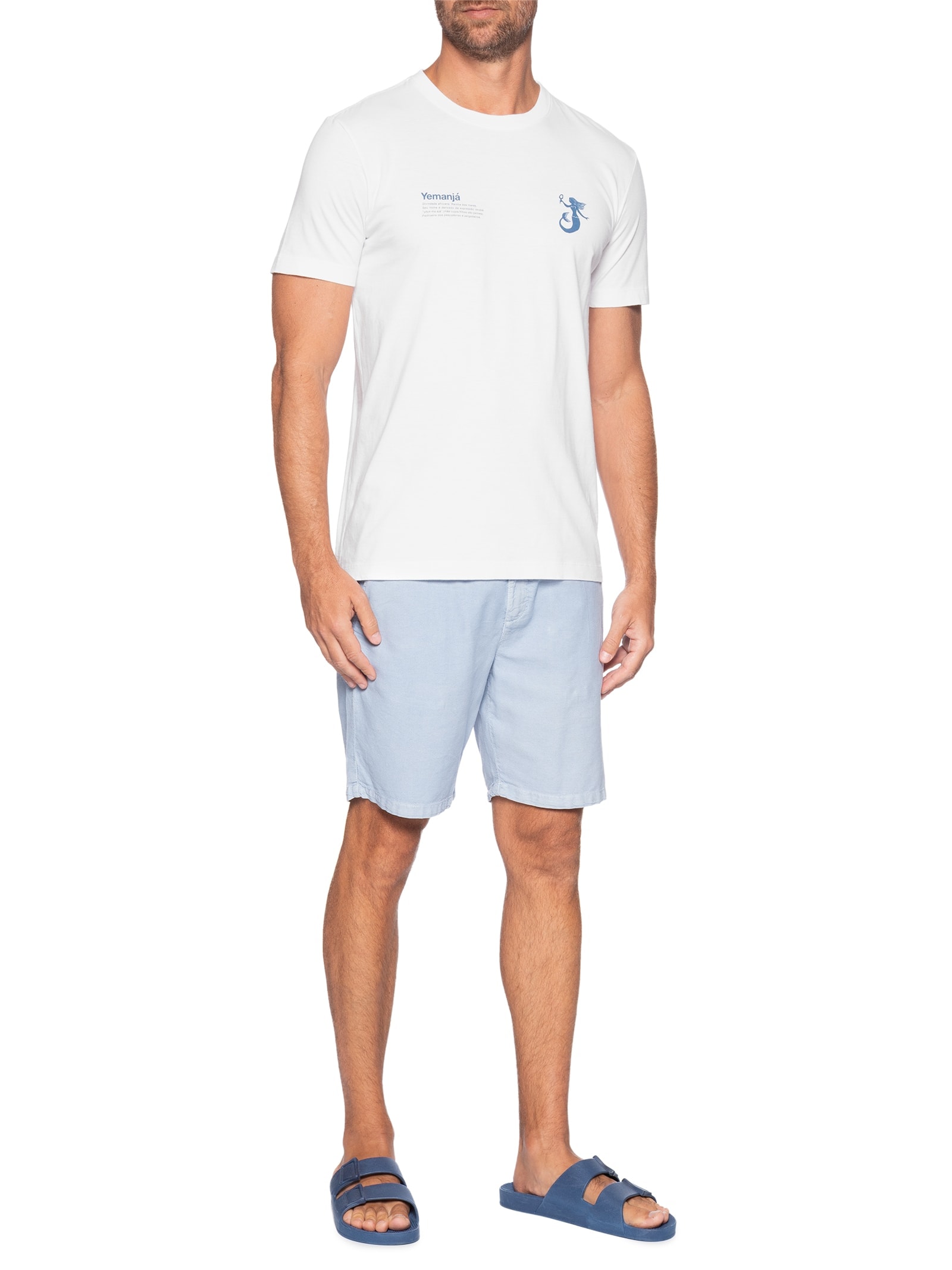 Camiseta Masculina Manga Curta Slim Vintage Yemanjá Branco Osklen