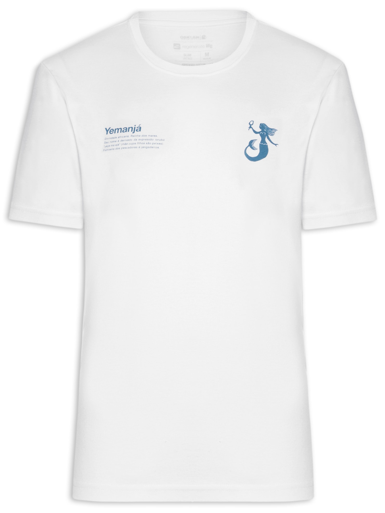 Camiseta Masculina Manga Curta Slim Vintage Yemanjá Branco Osklen