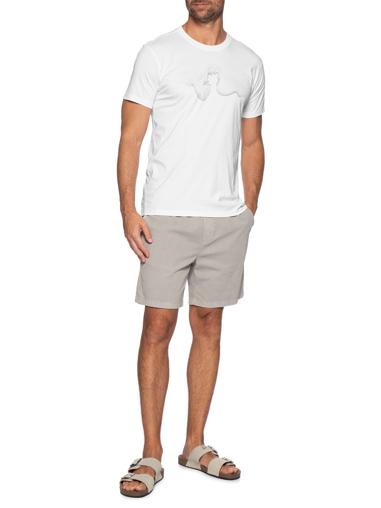 Camiseta Masculina Manga Curta Slim Waves Branco Reserva