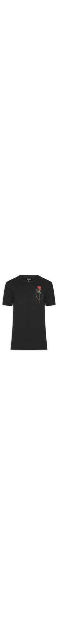 Camiseta Masculina Manga Curta Soft Used Brasão Rosa - Preto