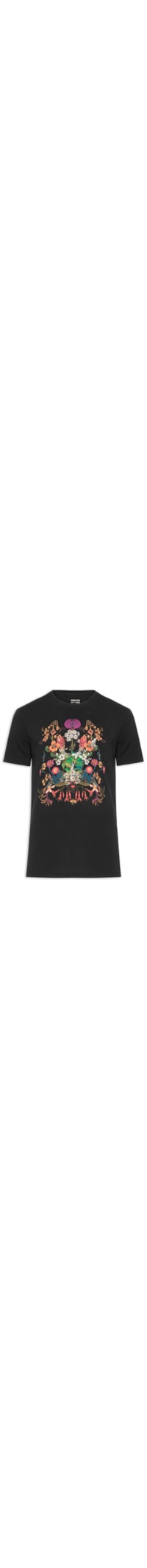 Camiseta Masculina Manga Curta Soft Used Floral Ciclo - Preto