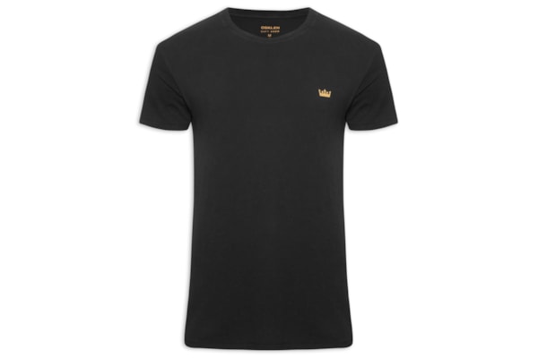 Camiseta Masculina Manga Curta Soft Used Gold Crown - Preto