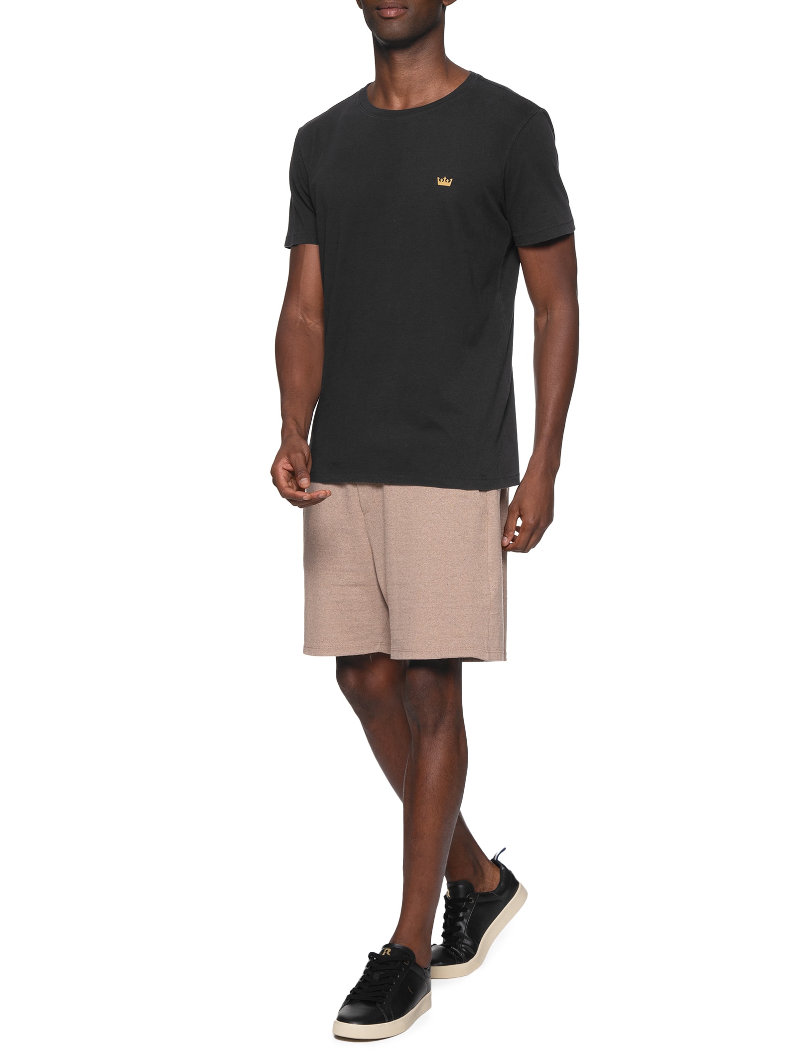 Camiseta Masculina Manga Curta Soft Used Gold Crown Preto Osklen