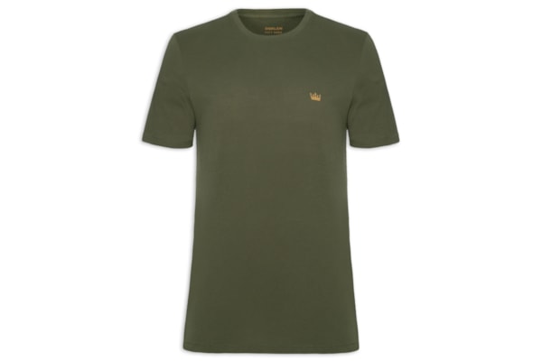 Camiseta Masculina Manga Curta Soft Used Gold Crown - Verde
