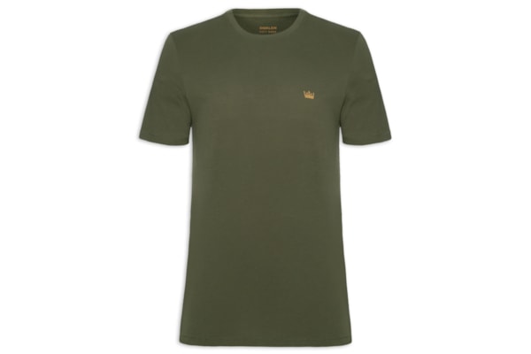 Camiseta Masculina Manga Curta Soft Used Gold Crown - Verde