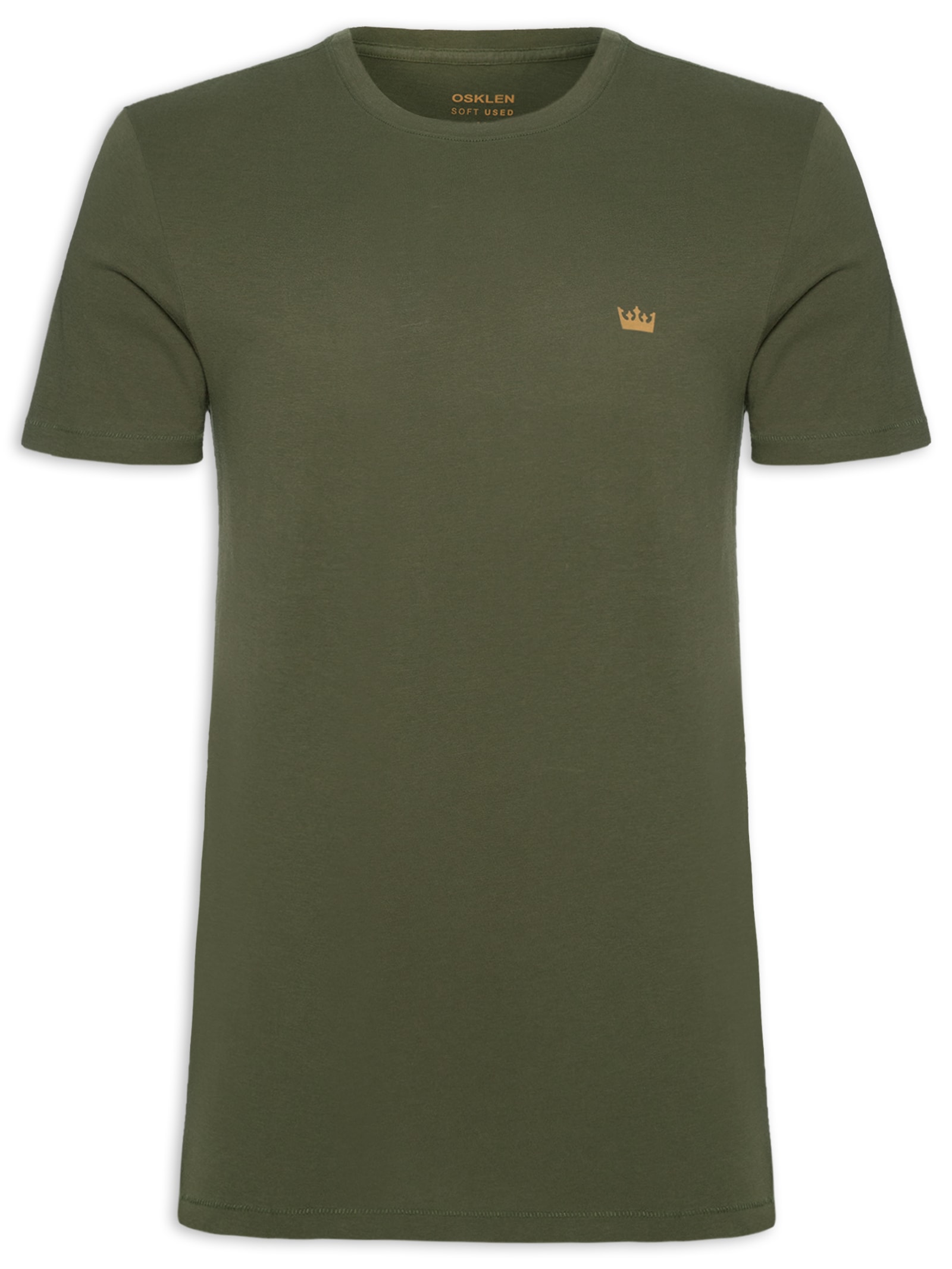 Camiseta Masculina Manga Curta Soft Used Gold Crown Verde Osklen