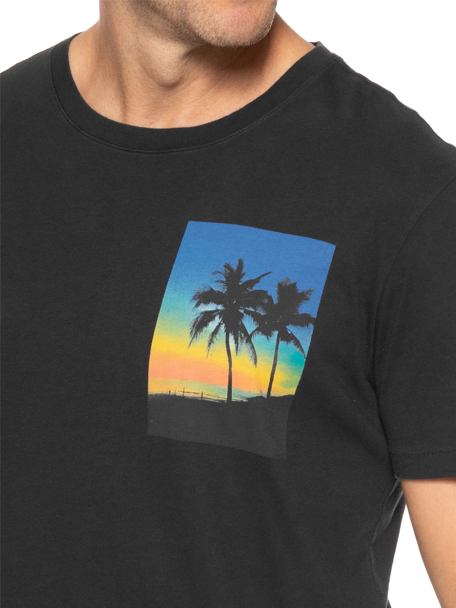 Camiseta Masculina Manga Curta Soft Used Sunset Preto Osklen