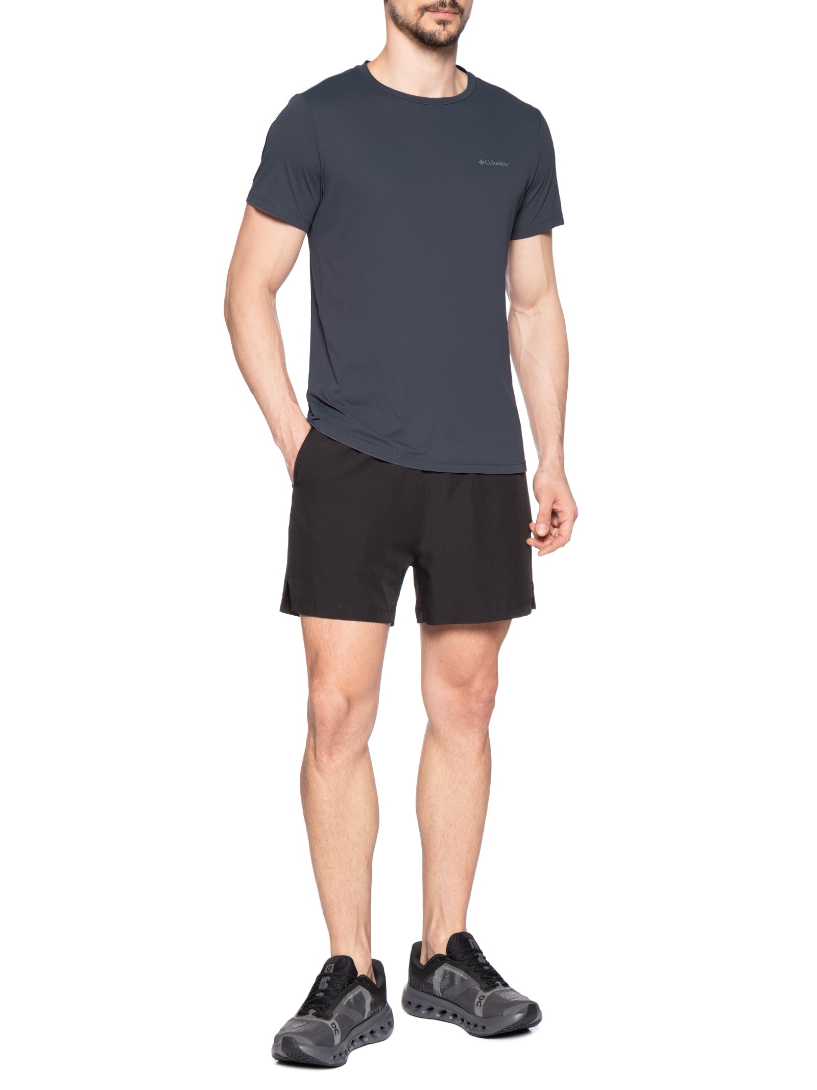 Camiseta Masculina Manga Curta Sportwear Neblina™ Omni-Wick Cinza Columbia