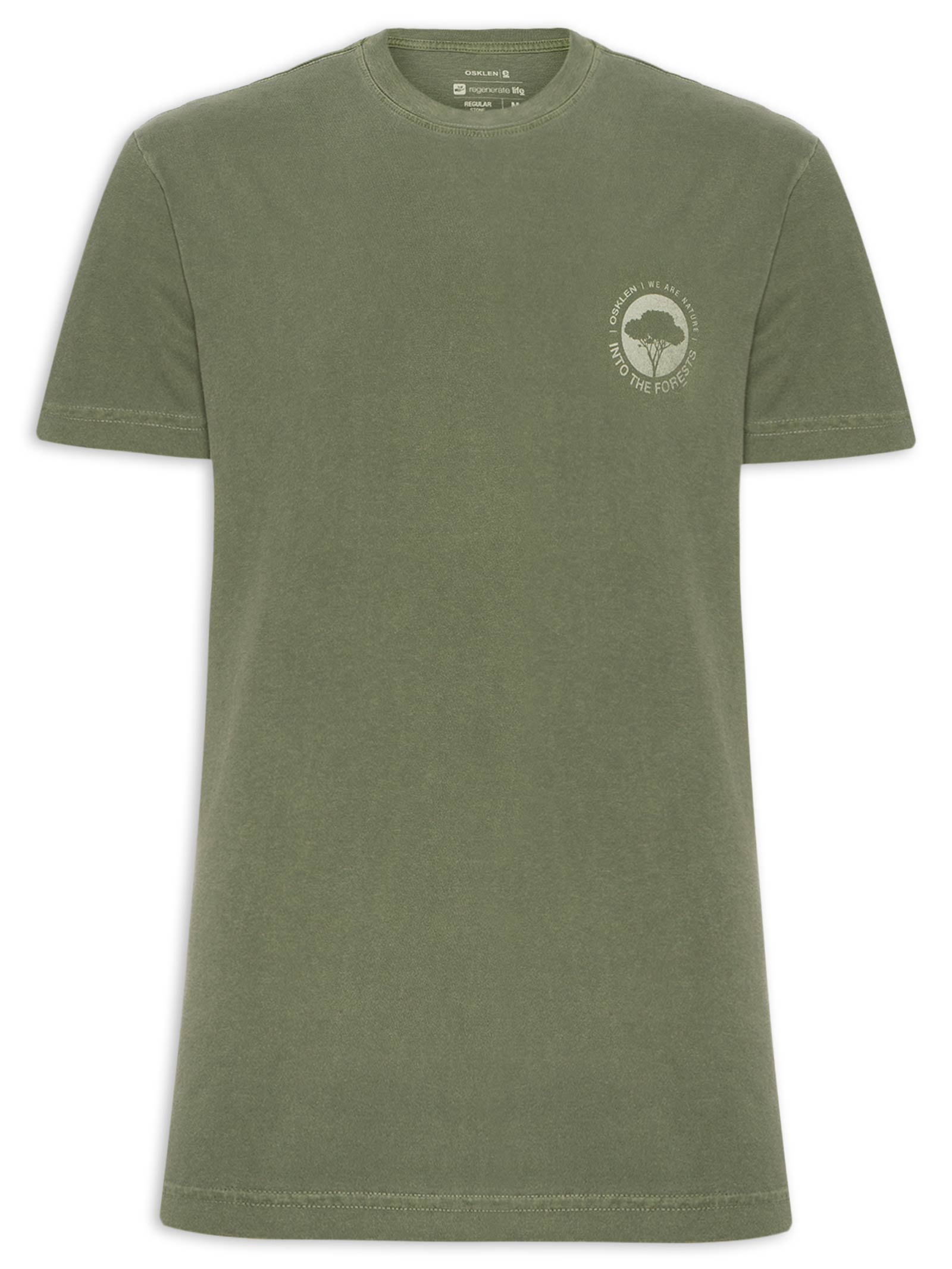 Camiseta Masculina Manga Curta Stone Itf Label Verde Osklen