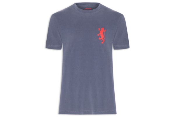 Camiseta Masculina Manga Curta Stone Leão - Azul