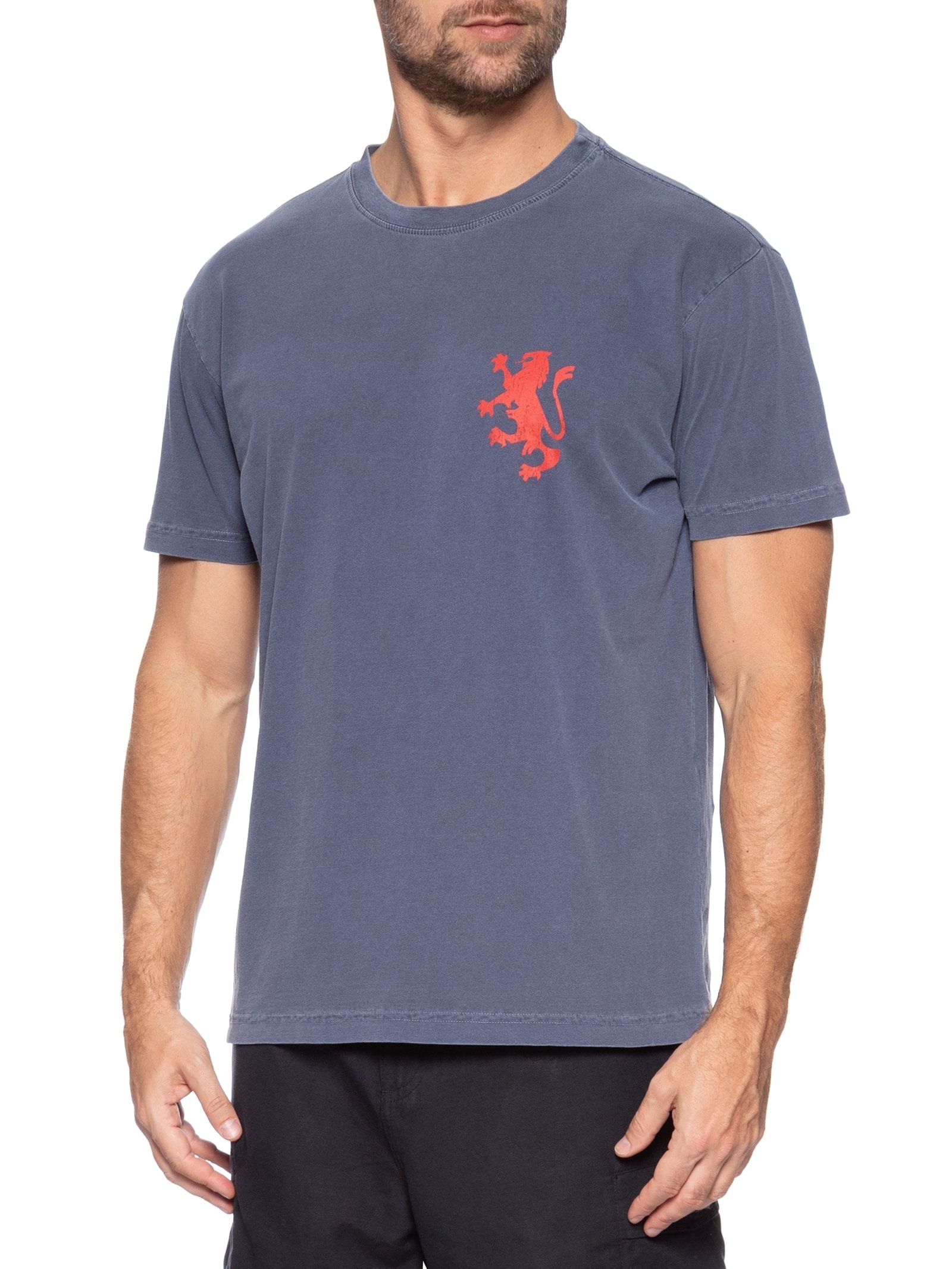 Camiseta Masculina Manga Curta Stone Leão Azul Osklen