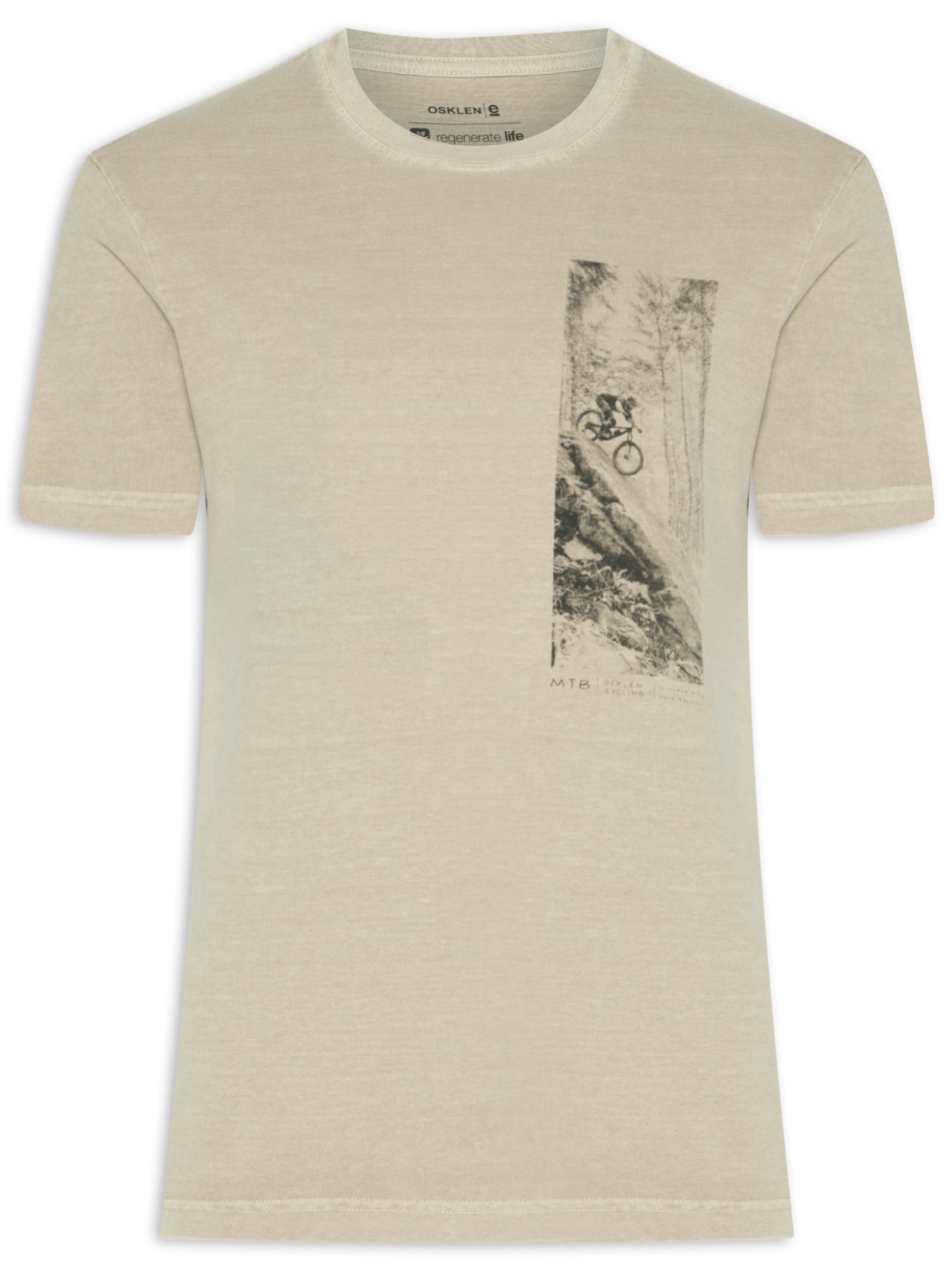 Camiseta Masculina Manga Curta Stone MTB Bege Osklen