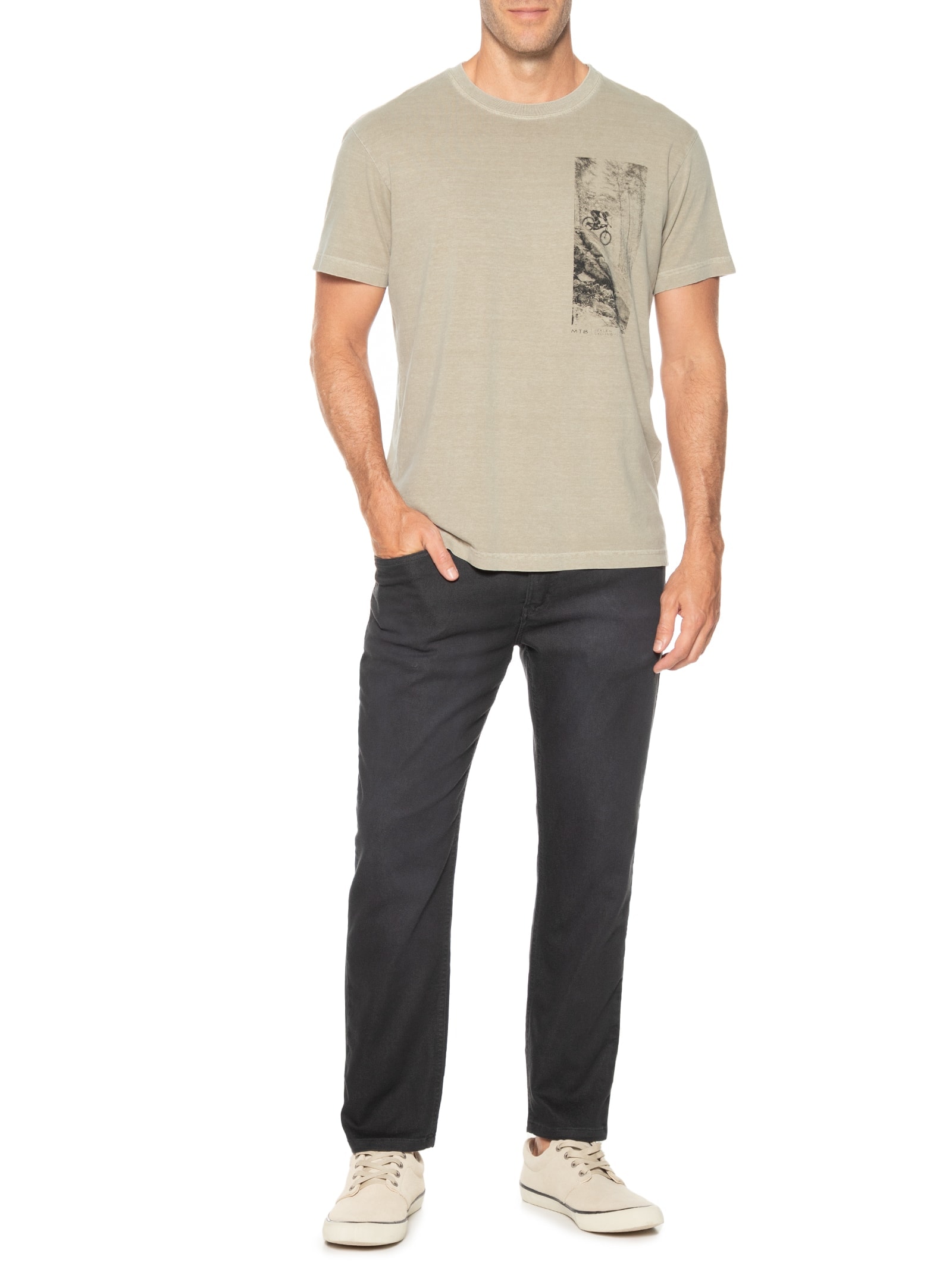 Camiseta Masculina Manga Curta Stone MTB Bege Osklen