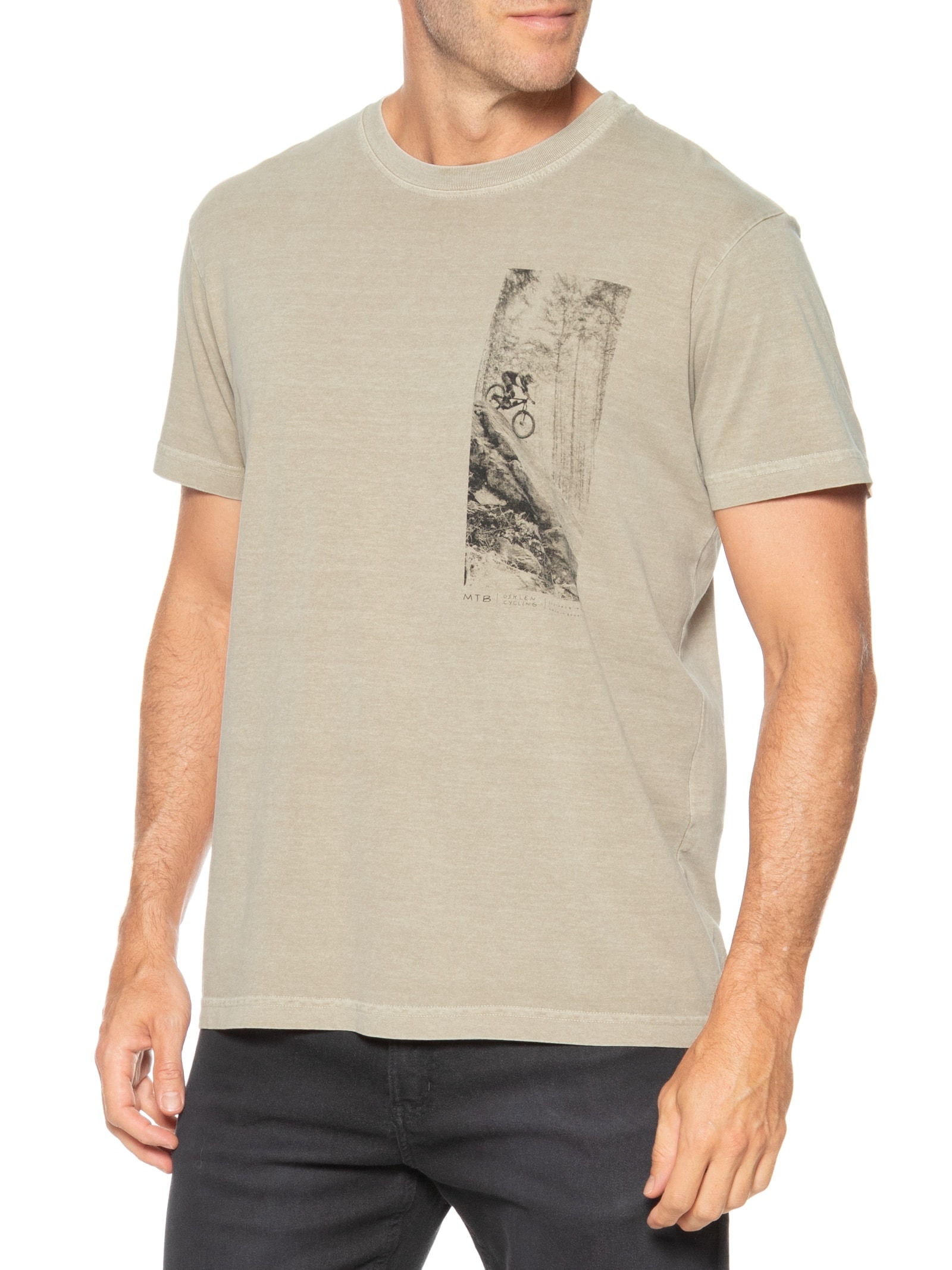 Camiseta Masculina Manga Curta Stone MTB Bege Osklen