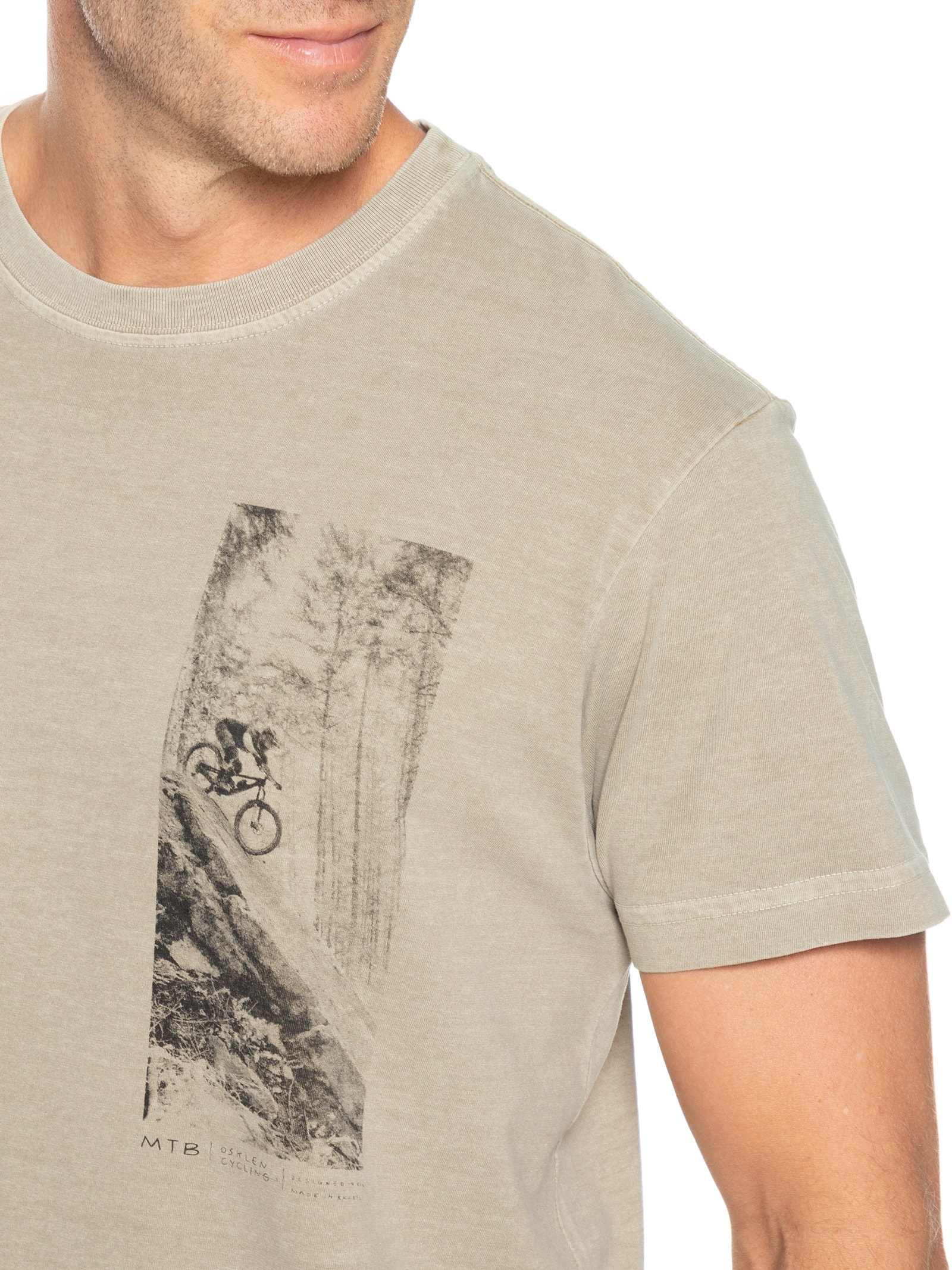 Camiseta Masculina Manga Curta Stone MTB Bege Osklen