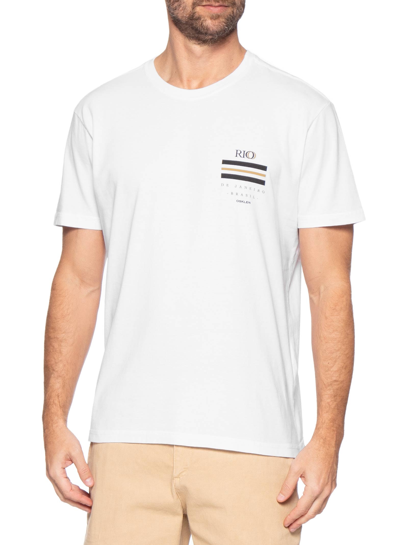 Camiseta Masculina Manga Curta Stone Rio de Janeiro – Branco Osklen