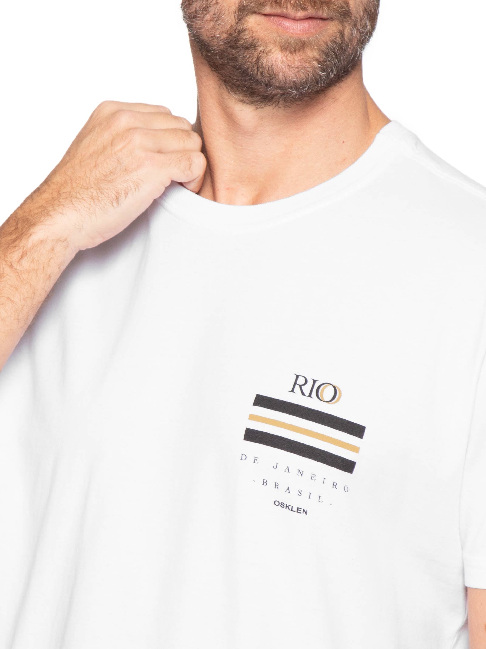 Camiseta Masculina Manga Curta Stone Rio de Janeiro – Branco Osklen