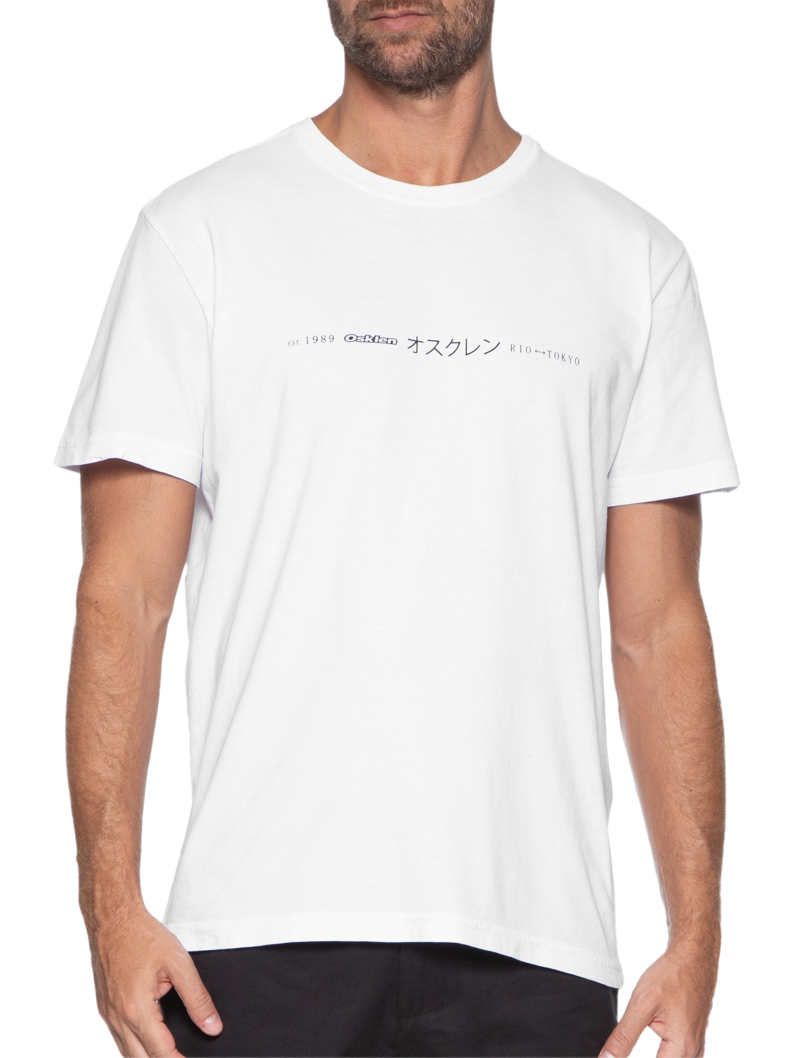 Camiseta Masculina Manga Curta Stone Rio Tokyo Line Branco Osklen
