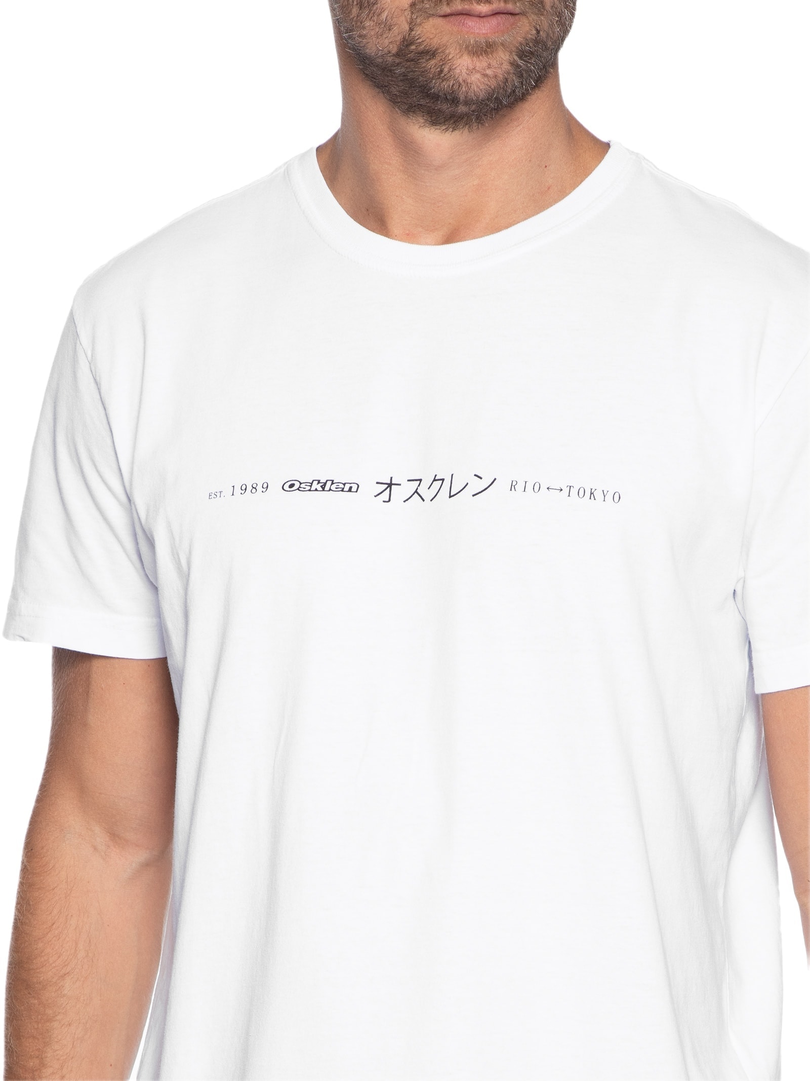 Camiseta Masculina Manga Curta Stone Rio Tokyo Line Branco Osklen