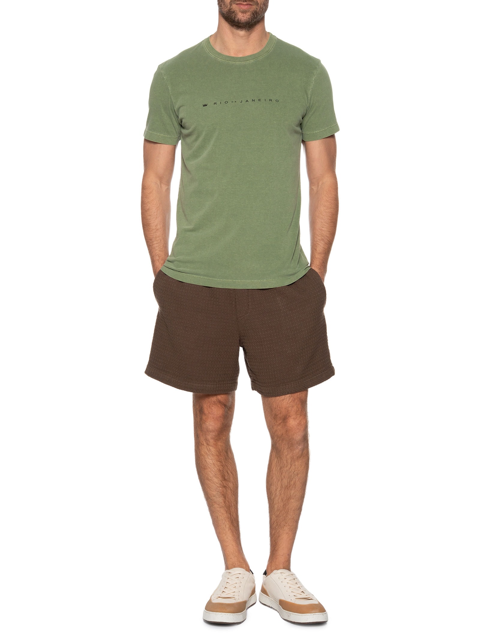 Camiseta Masculina Manga Curta Stone RJ Verde Osklen