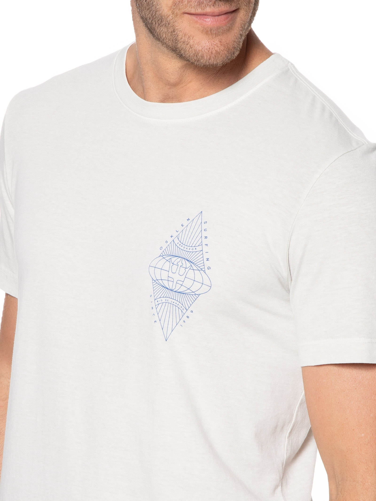 Camiseta Masculina Manga Curta Stone Shape Room Outline Cinza Osklen