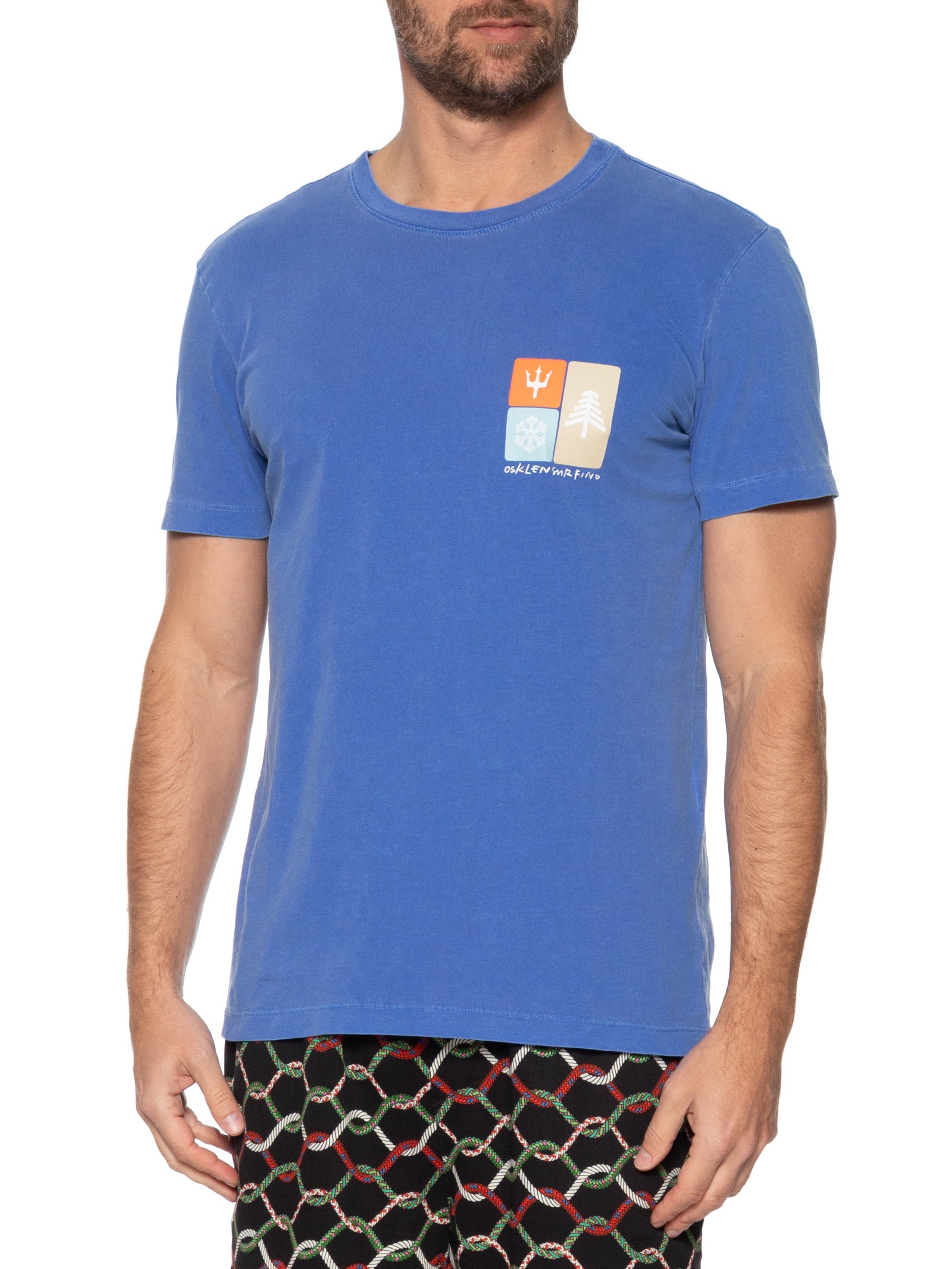 Camiseta Masculina Manga Curta Stone Snow Icon Azul Osklen