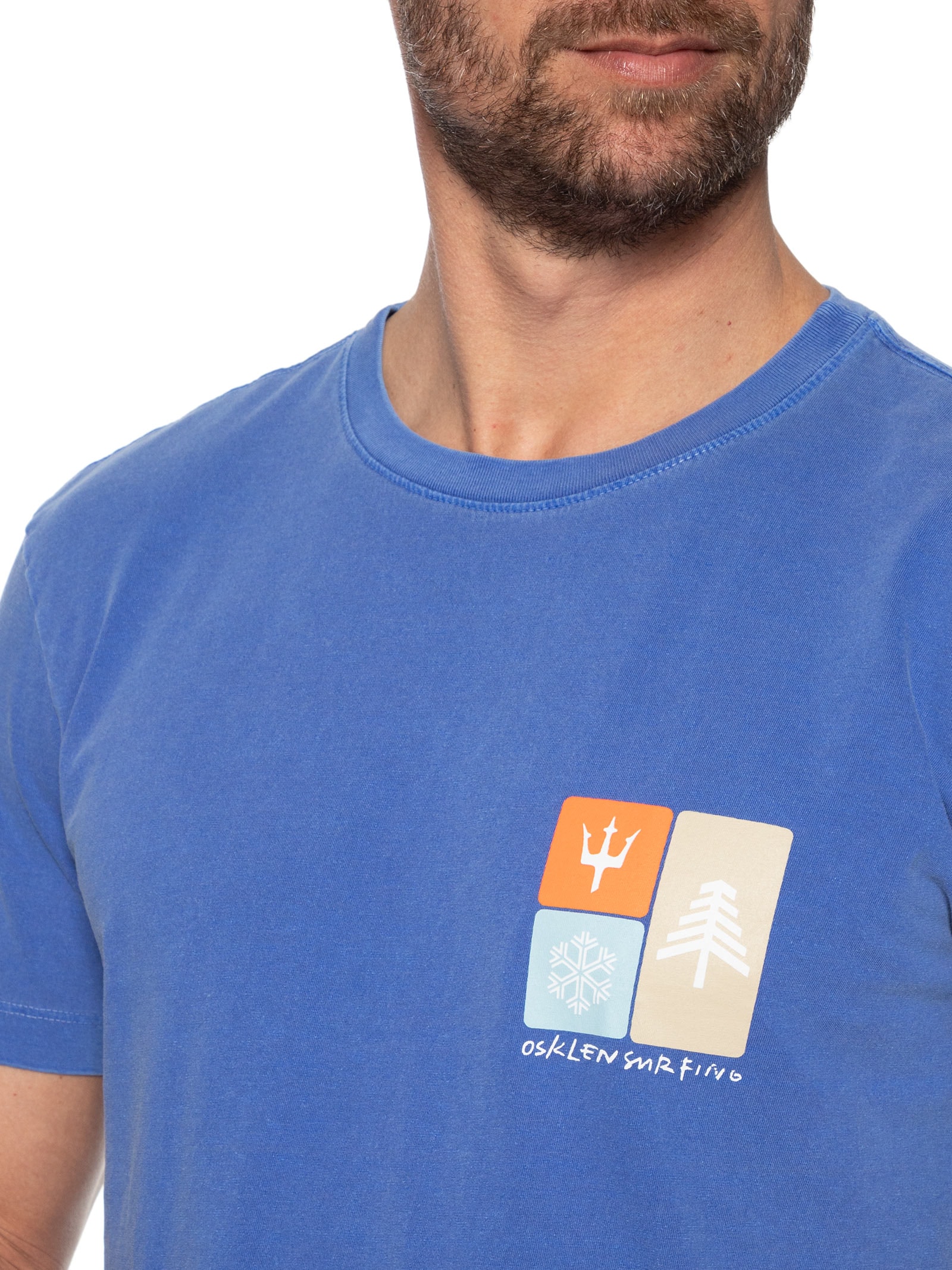 Camiseta Masculina Manga Curta Stone Snow Icon Azul Osklen