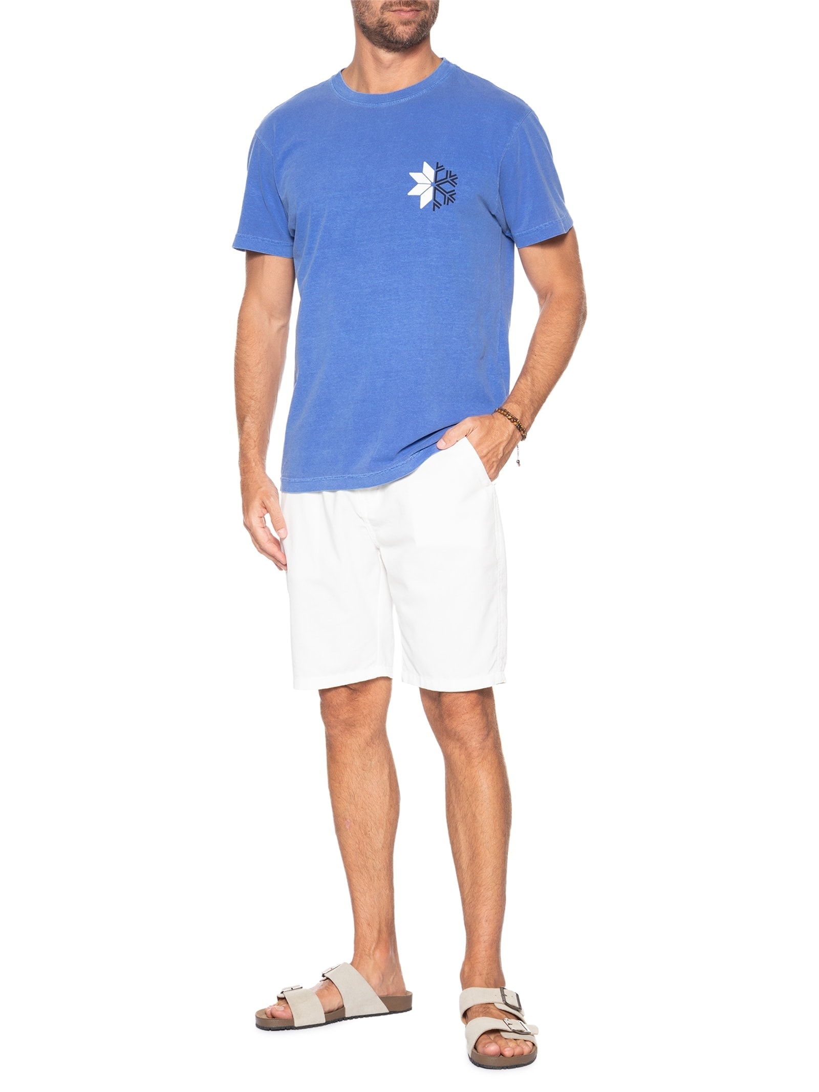 Camiseta Masculina Manga Curta Stone Snow Icon Azul Osklen